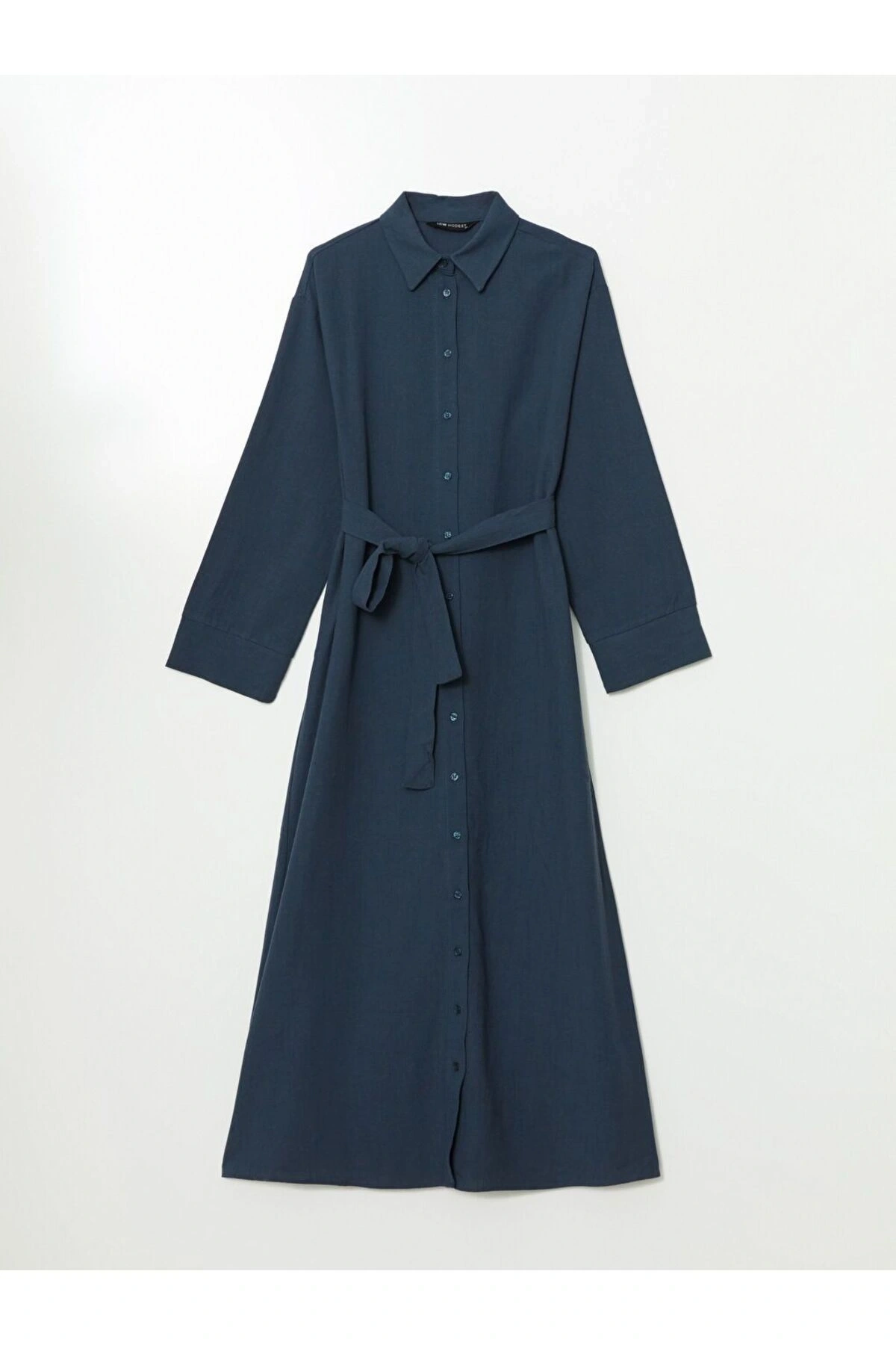 LCW Modest Keten Karışımlı Kadın Gömlek Elbise