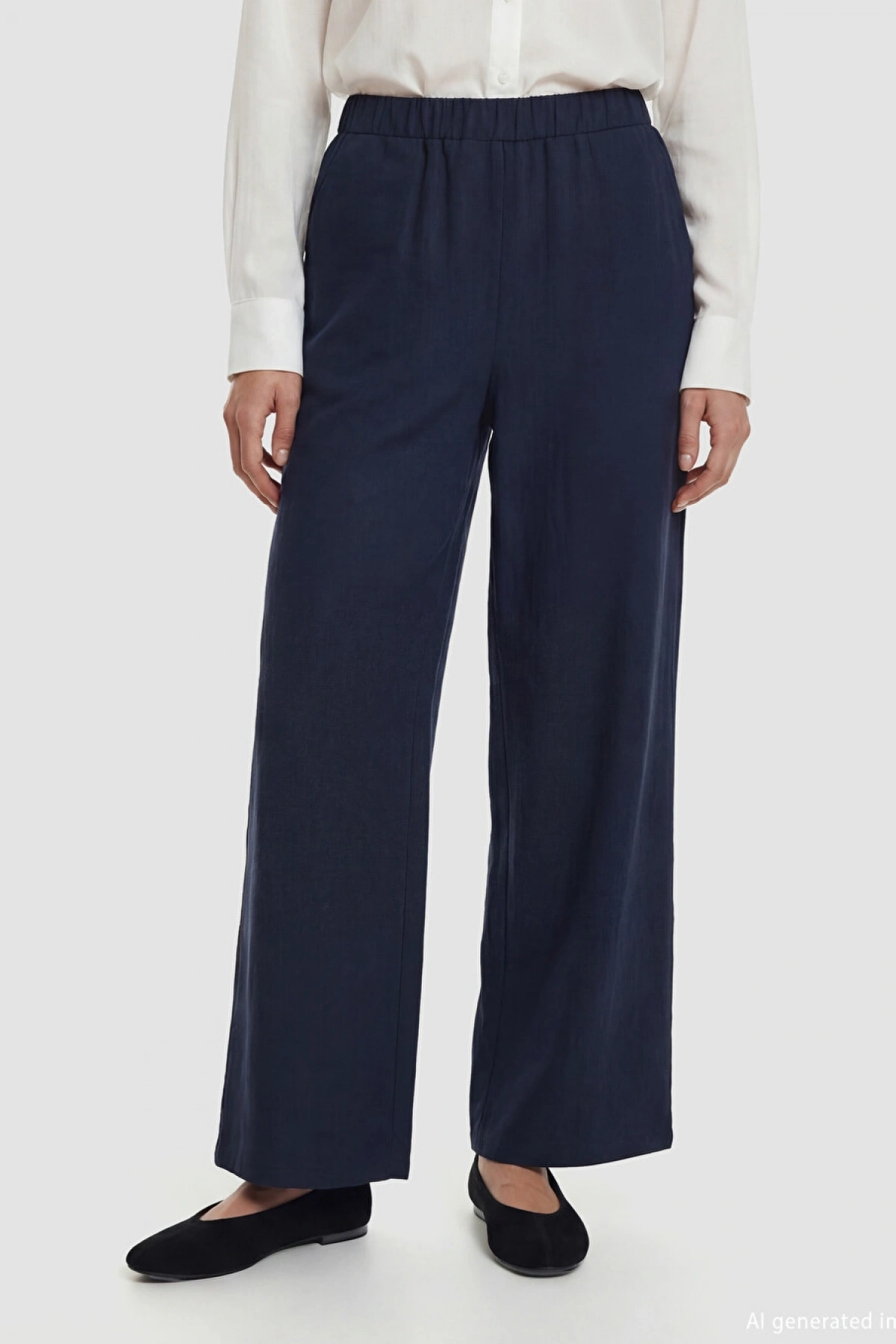 LCW Modest Lacivert Beli Lastikli Geniş Paça Kadın Pantolon
