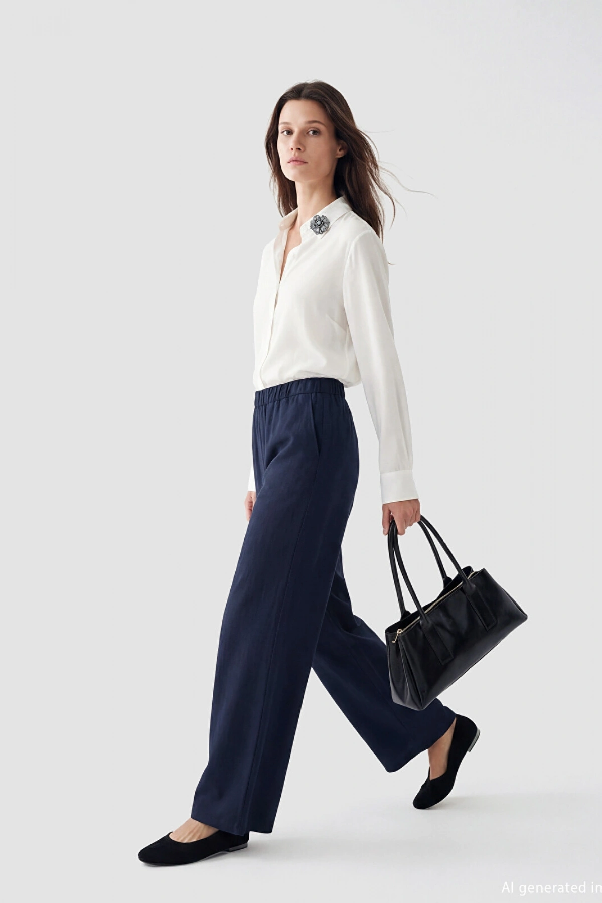 LCW Modest Lacivert Beli Lastikli Geniş Paça Kadın Pantolon