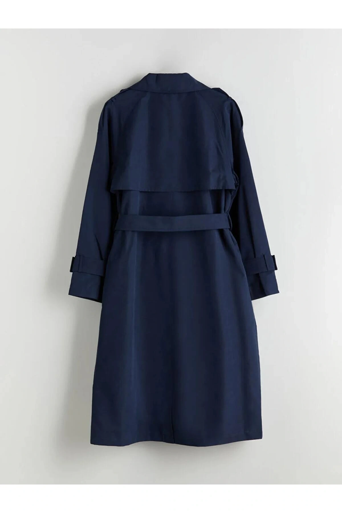 LCW Modest Lacivert Kruvaze Yaka Oversize Kadın Trençkot