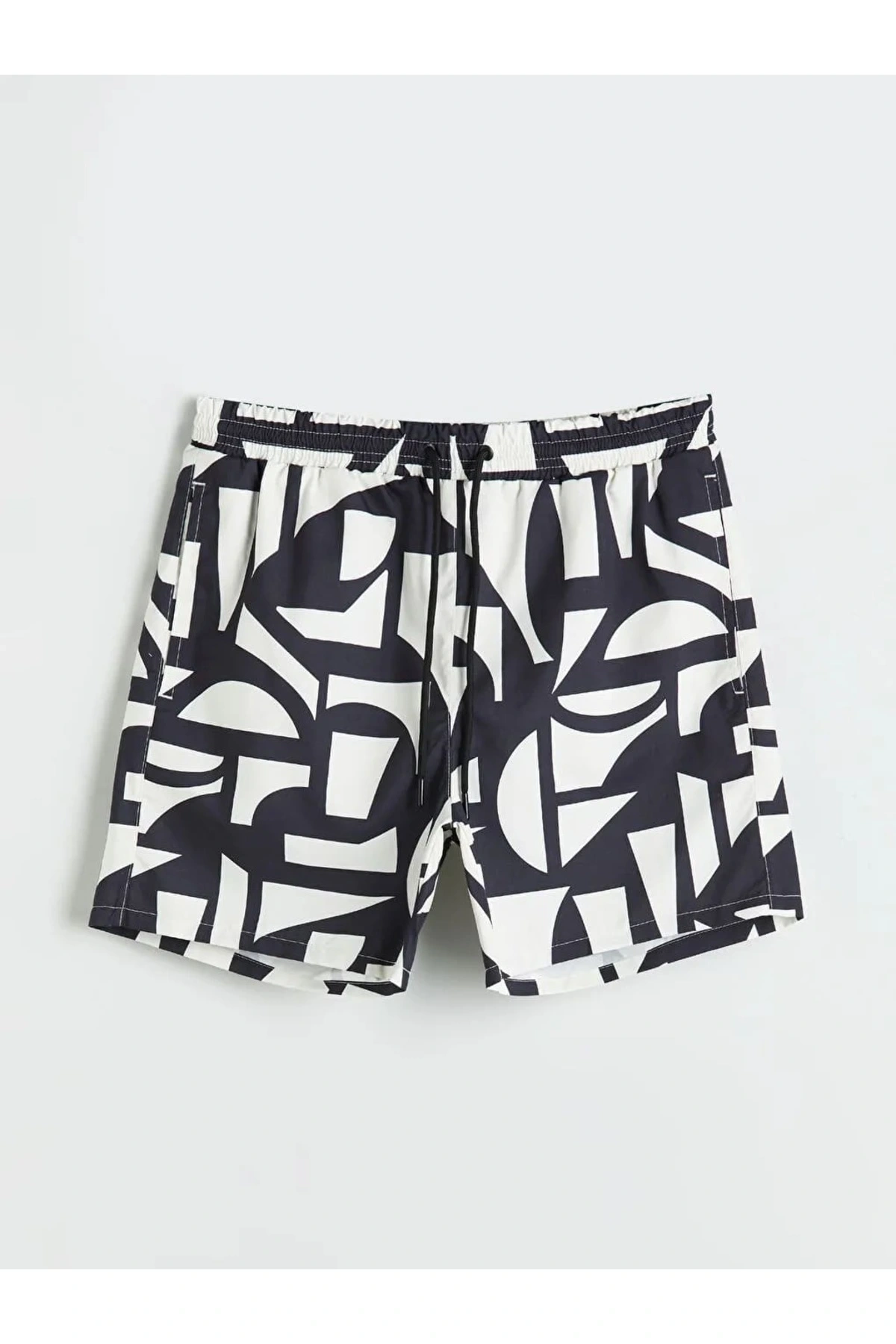 LCW SWIMWEAR Siyah Kısa Boy Desenli Erkek Deniz Şortu