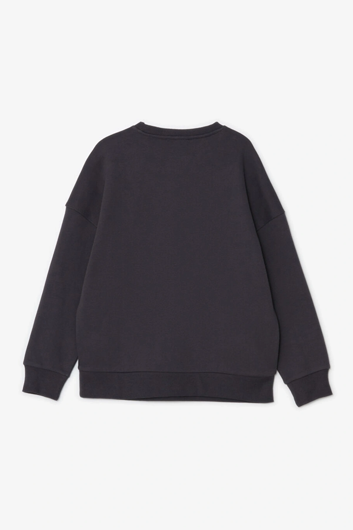 LCW Vision Antrasit Bisiklet Yaka Baskılı Oversize Kadın Kalın Sweatshirt