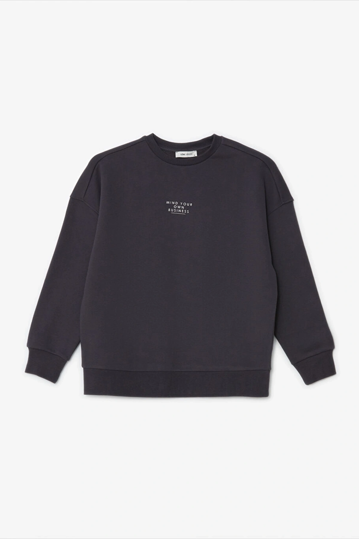 LCW Vision Antrasit Bisiklet Yaka Baskılı Oversize Kadın Kalın Sweatshirt