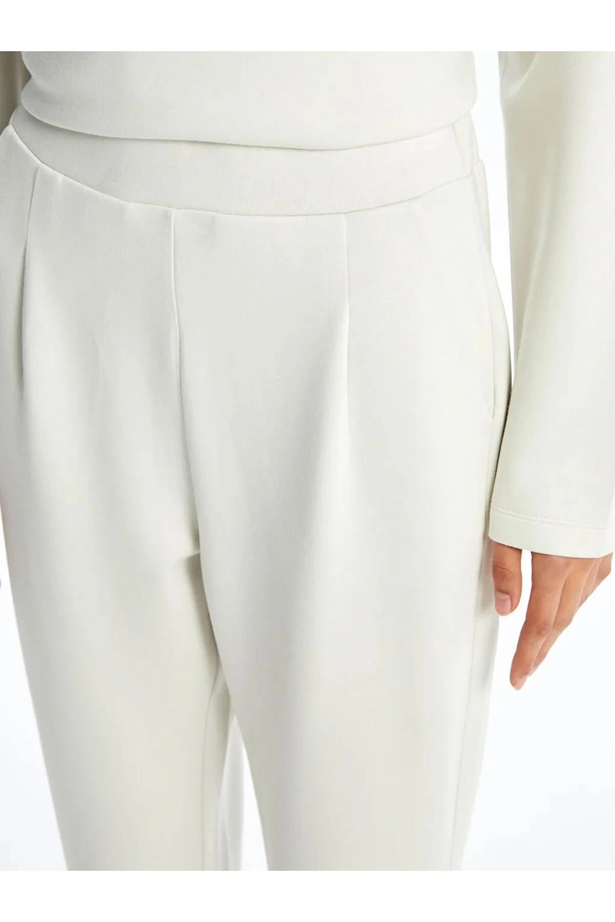 LCW Vision Bej Beli Lastikli Kadın Pantolon