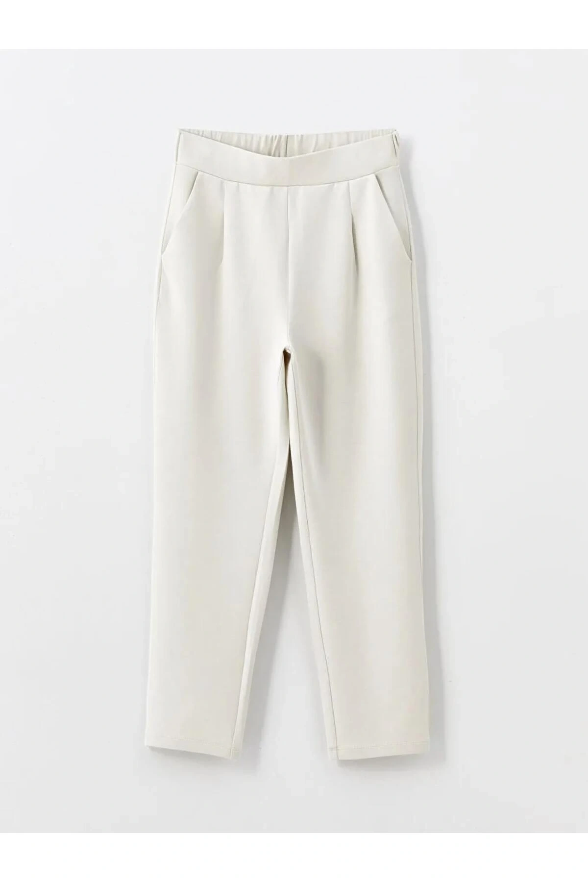 LCW Vision Bej Beli Lastikli Kadın Pantolon