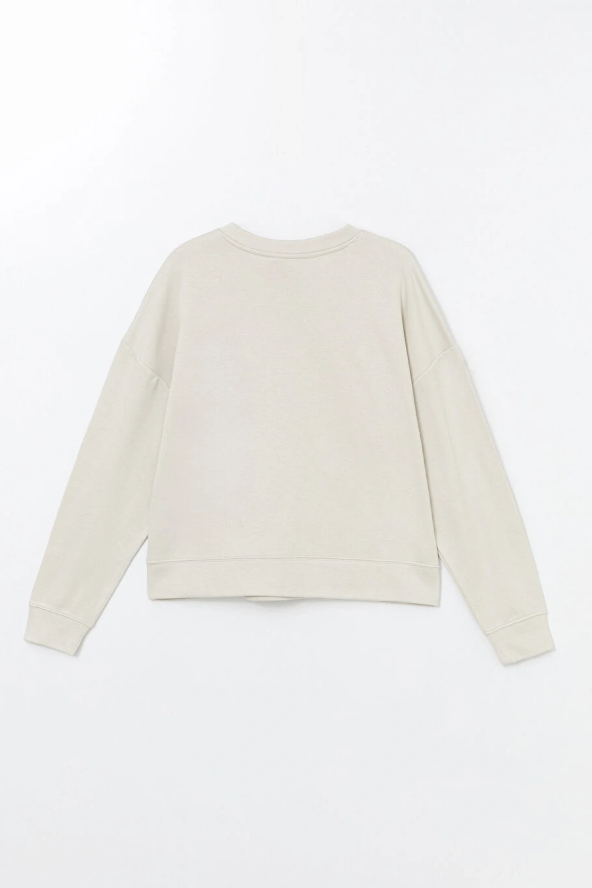 LCW Vision Bej Bisiklet Yaka Oversize Kadın Sweatshirt