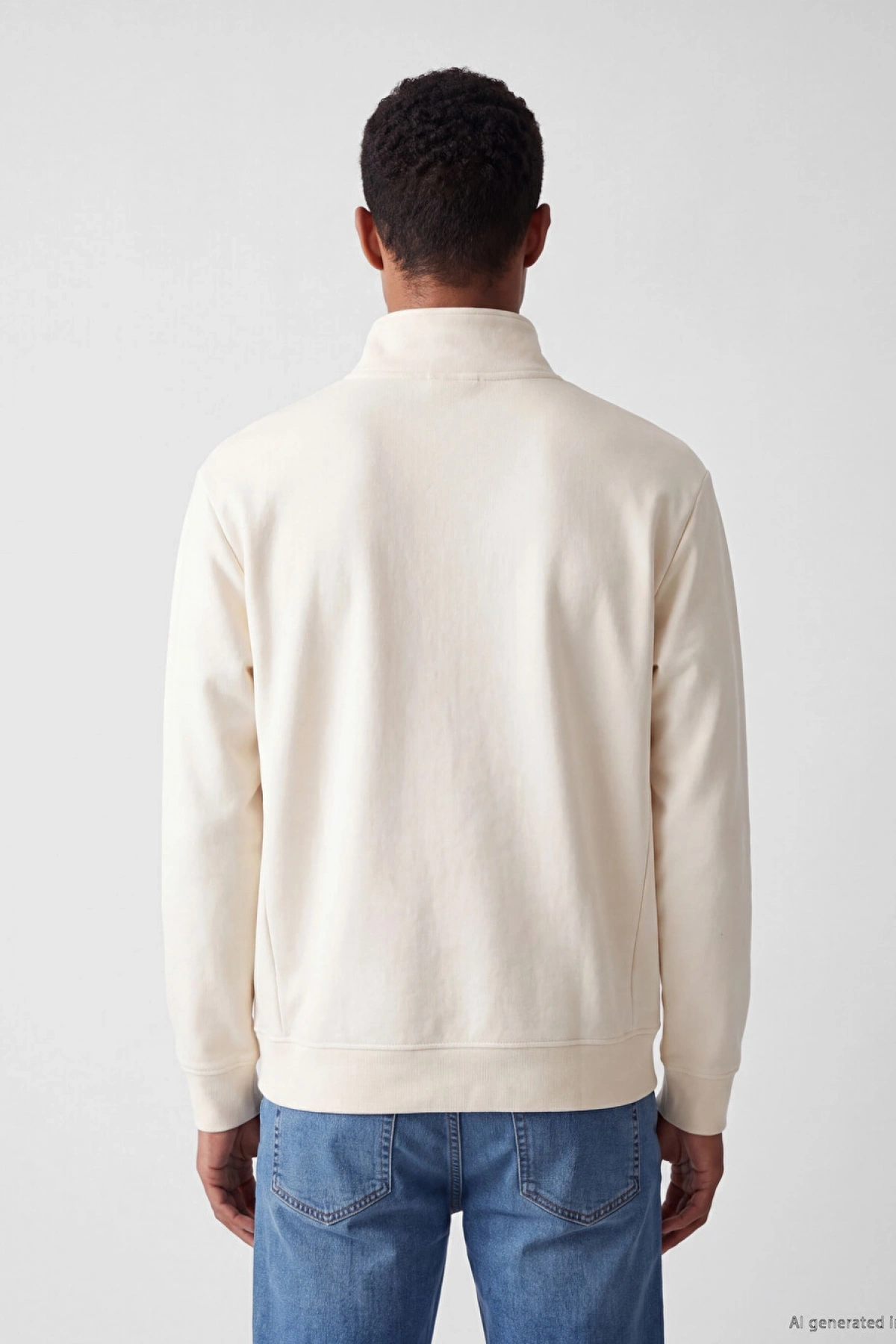 LCW Vision Bej Dik Yaka Baskılı Erkek Sweatshirt