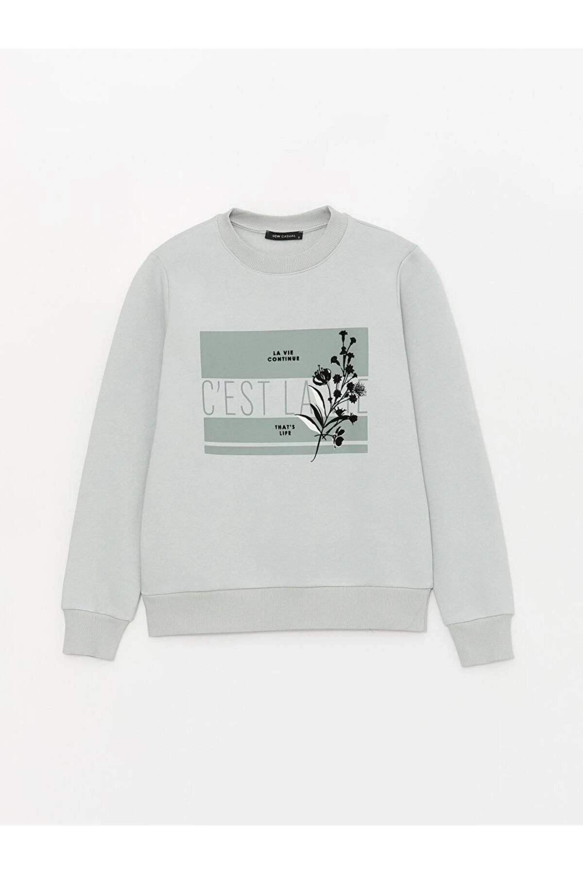 LCW Vision Bisiklet Yaka Baskılı Uzun Kollu Kadın Sweatshirt