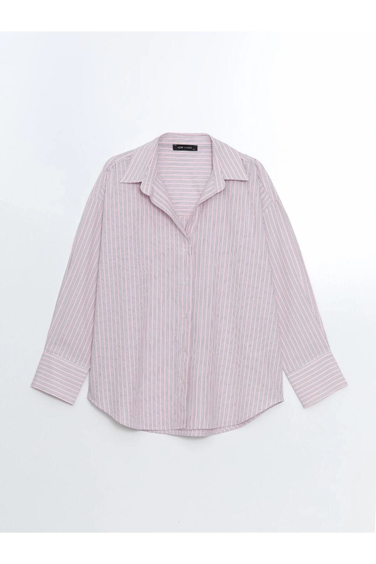 LCW Vision Çizgili Oversize Poplin Kadın Gömlek