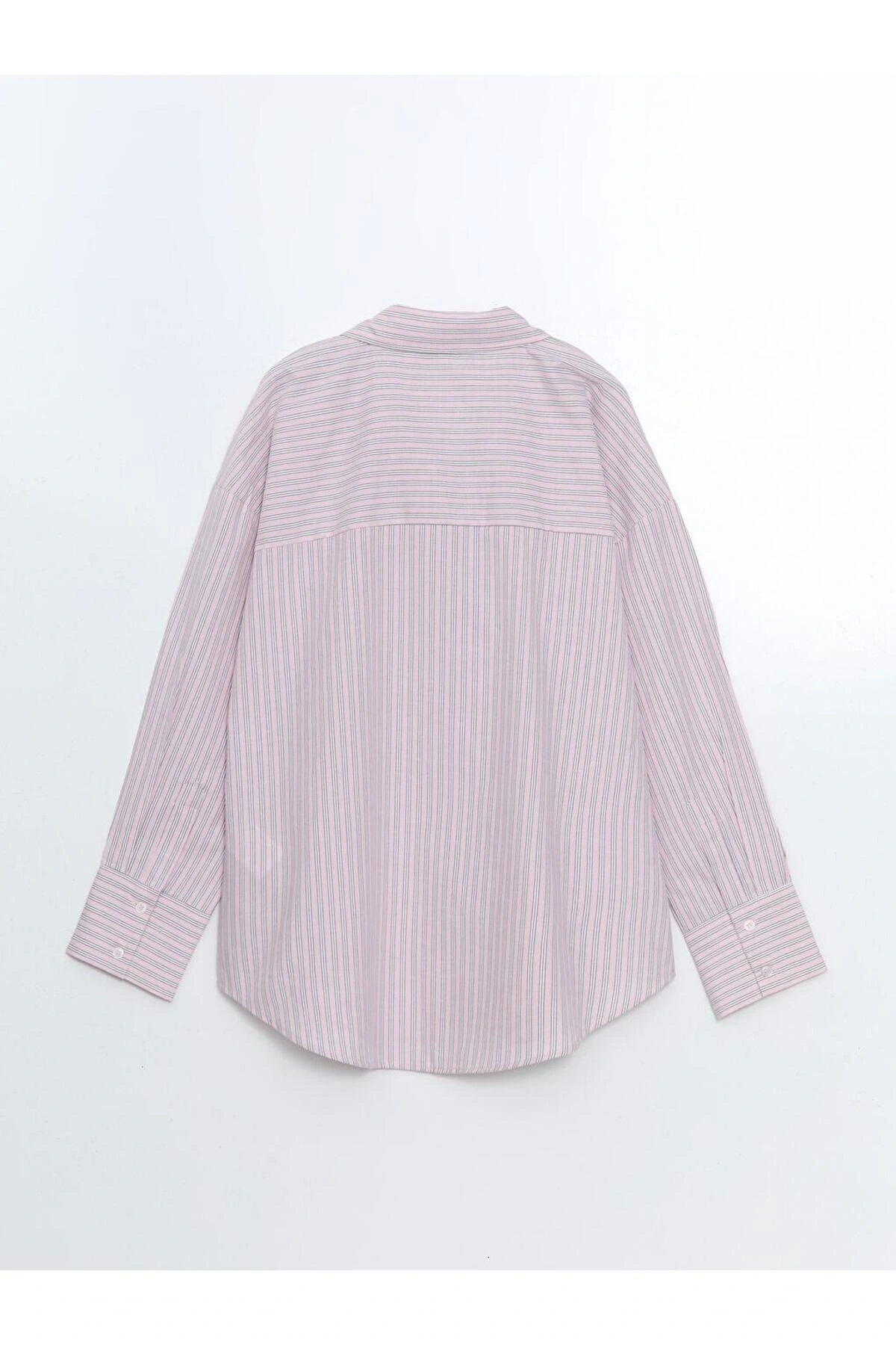 LCW Vision Çizgili Oversize Poplin Kadın Gömlek