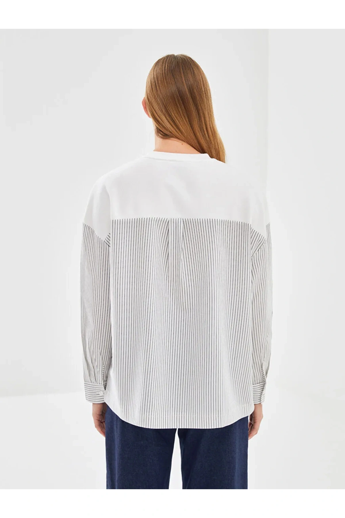 LCW Vision Ekru Bisiklet Yaka Baskılı Oversize Kadın Kalın Sweatshirt