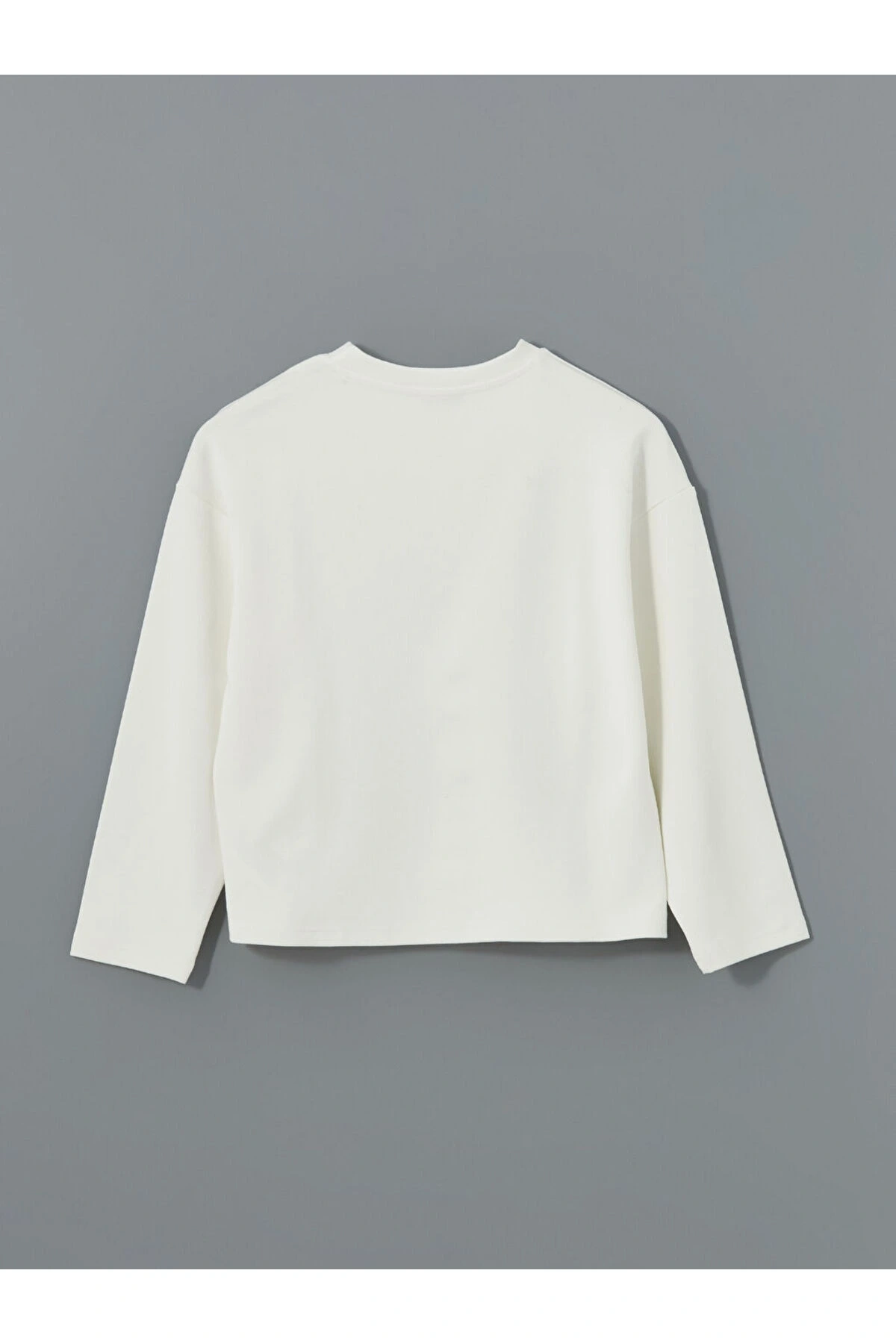 LCW Vision Ekru Bisiklet Yaka Düz Oversize Kadın Sweatshirt