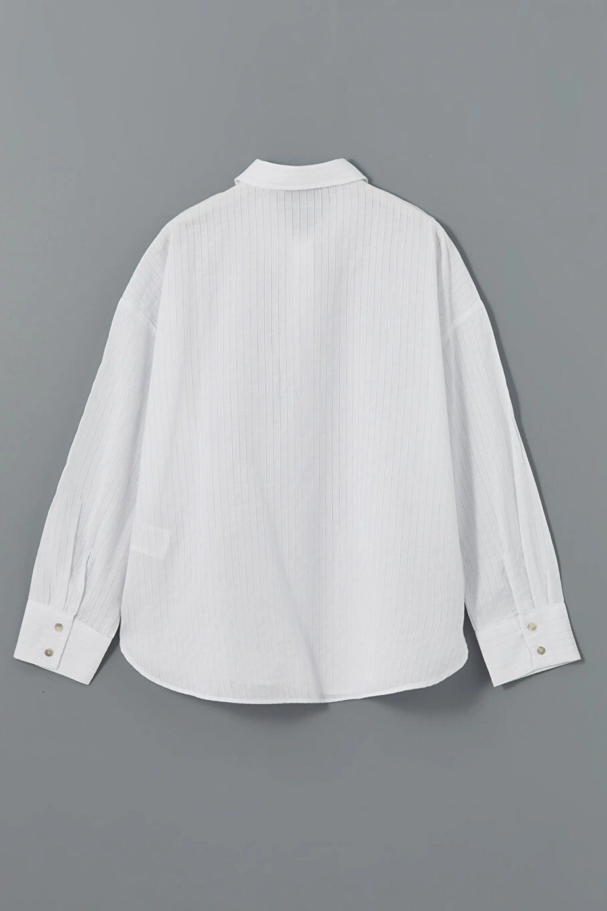 LCW Vision Ekru Çizgili Oversize Kadın Gömlek