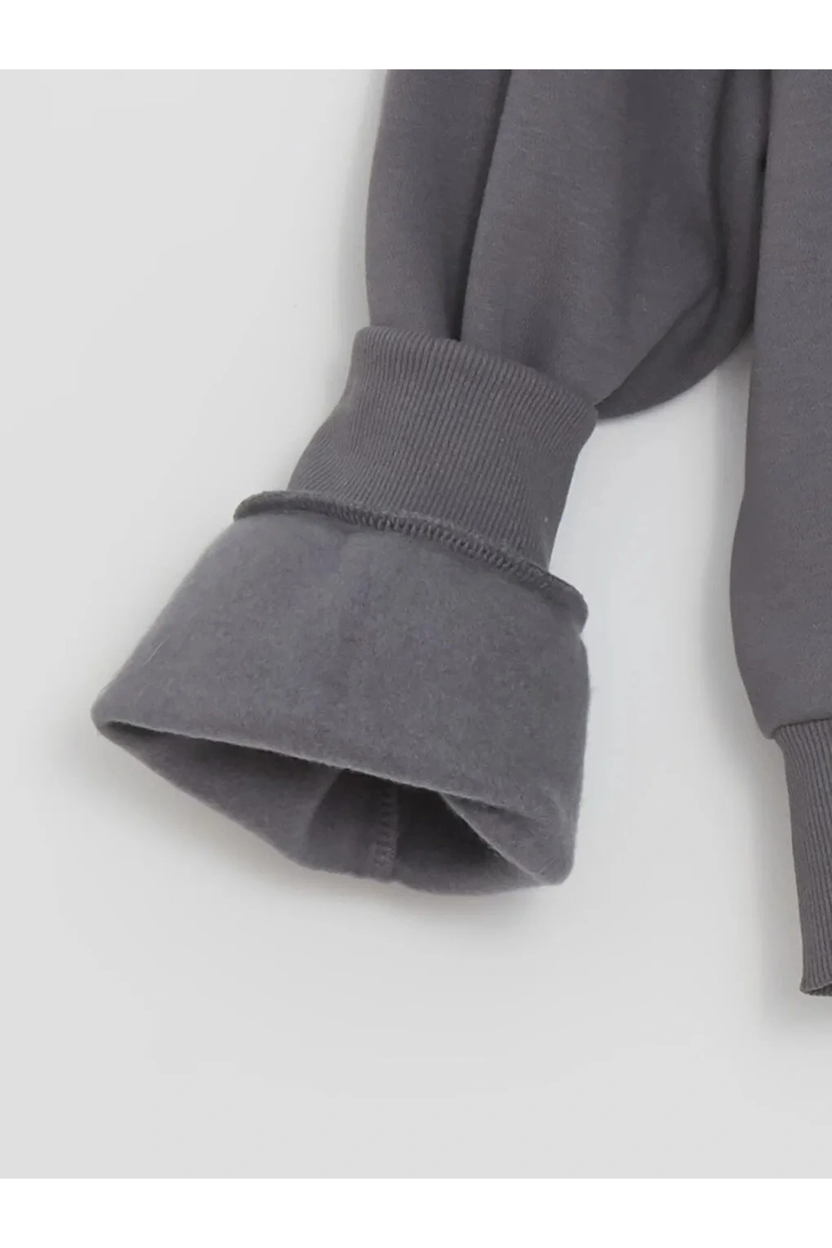 LCW Vision Gri Bisiklet Yaka Baskılı Oversize Kadın Kalın Sweatshirt İMREX GLOBAL