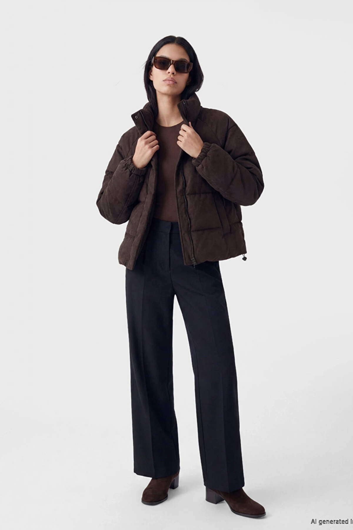 LCW Vision Kahverengi Oversize Kadın Şişme Mont