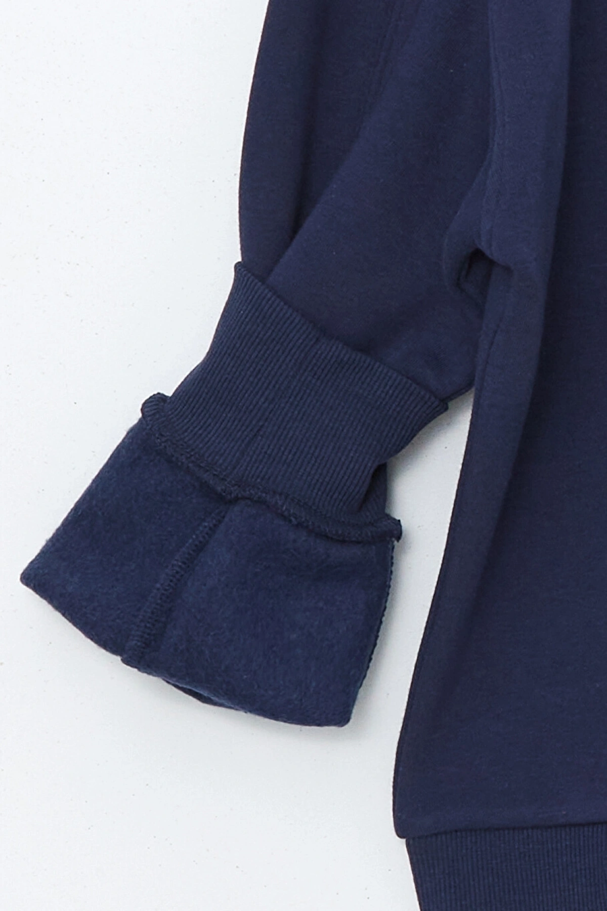 LCW Vision Lacivert Bisiklet Yaka Baskılı Oversize Kadın Kalın Sweatshirt