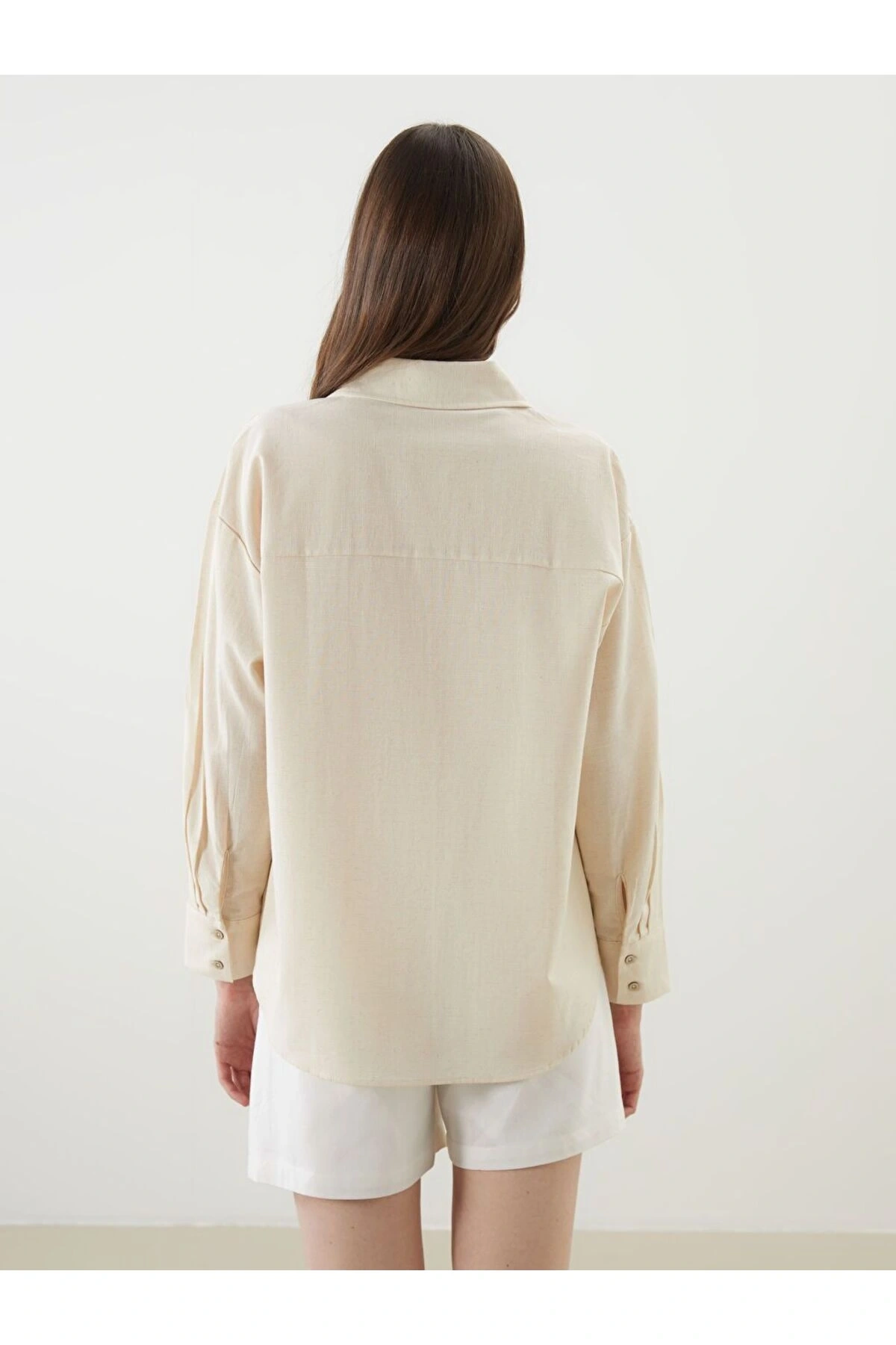 LCW Vision Oversize Keten Karışımlı Kadın Gömlek