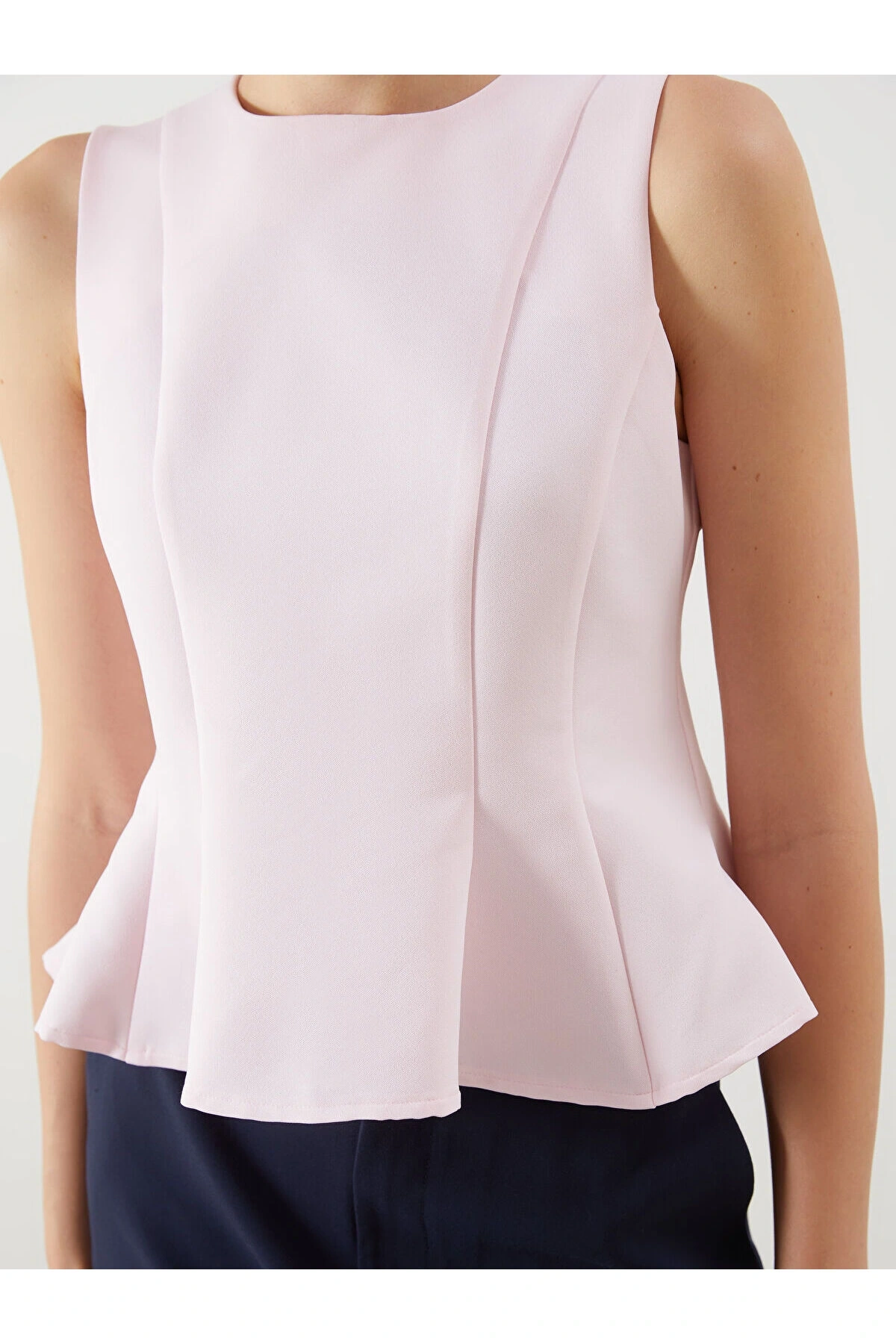 LCW Vision Pembe Bisiklet Yaka Peplum Bluz