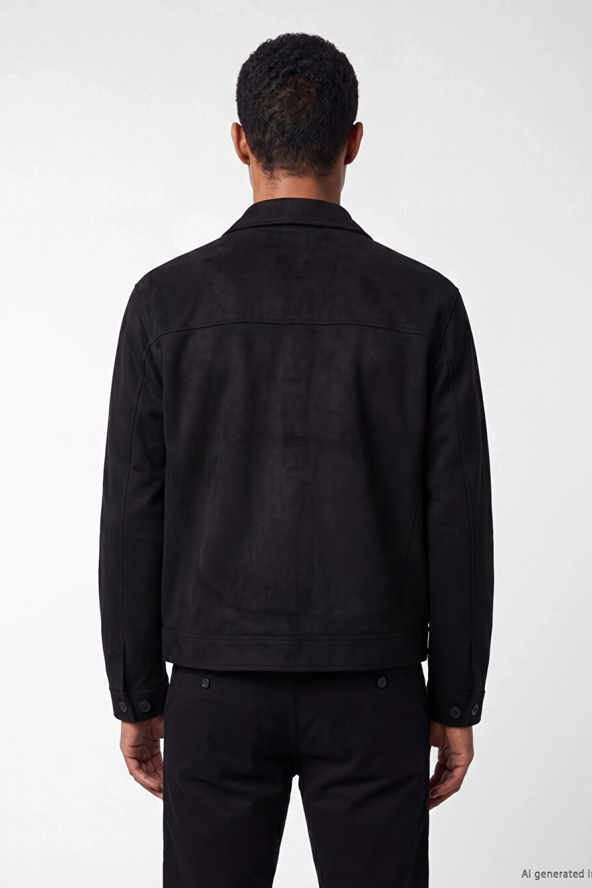 LCW Vision Siyah Regular Fit Gömlek Yaka Erkek Süet Mont