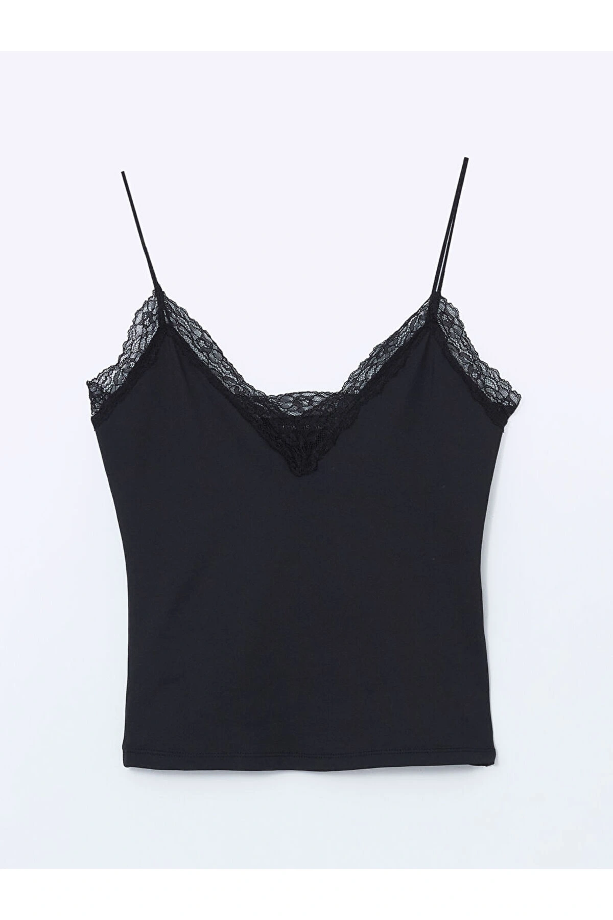 LCW Vision V Yaka Dantel Detaylı Crop Kadın Bluz