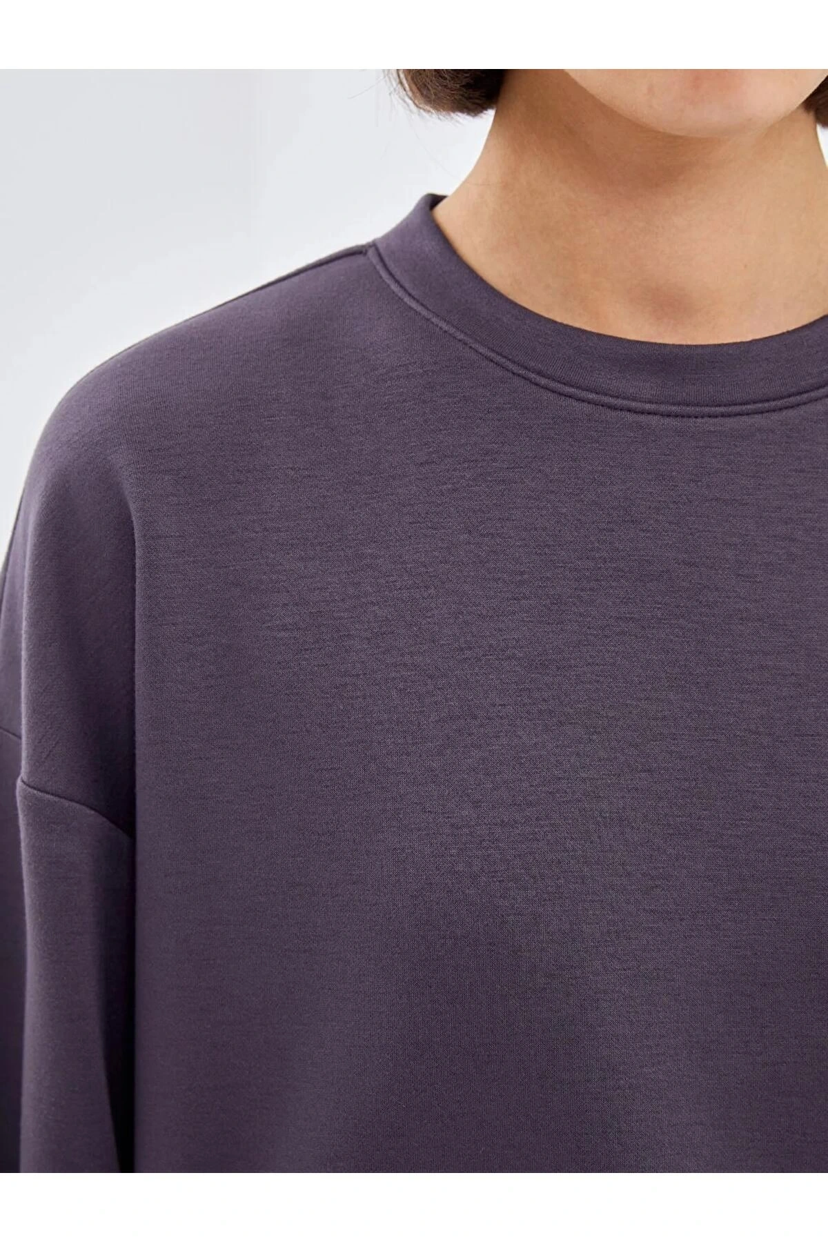 LCW VisionAntrasit Bisiklet Yaka Oversize Kadın Sweatshirt