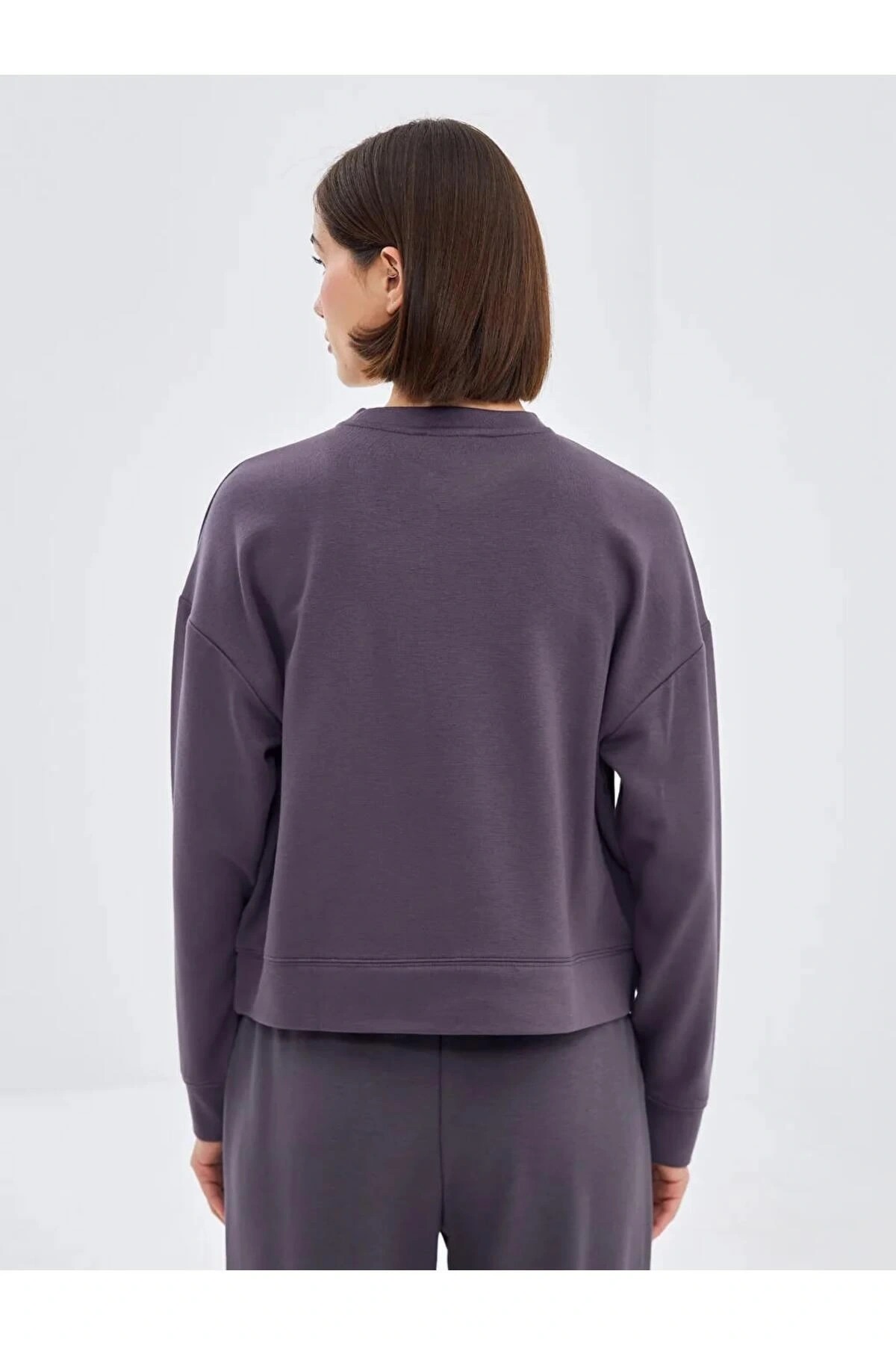 LCW VisionAntrasit Bisiklet Yaka Oversize Kadın Sweatshirt