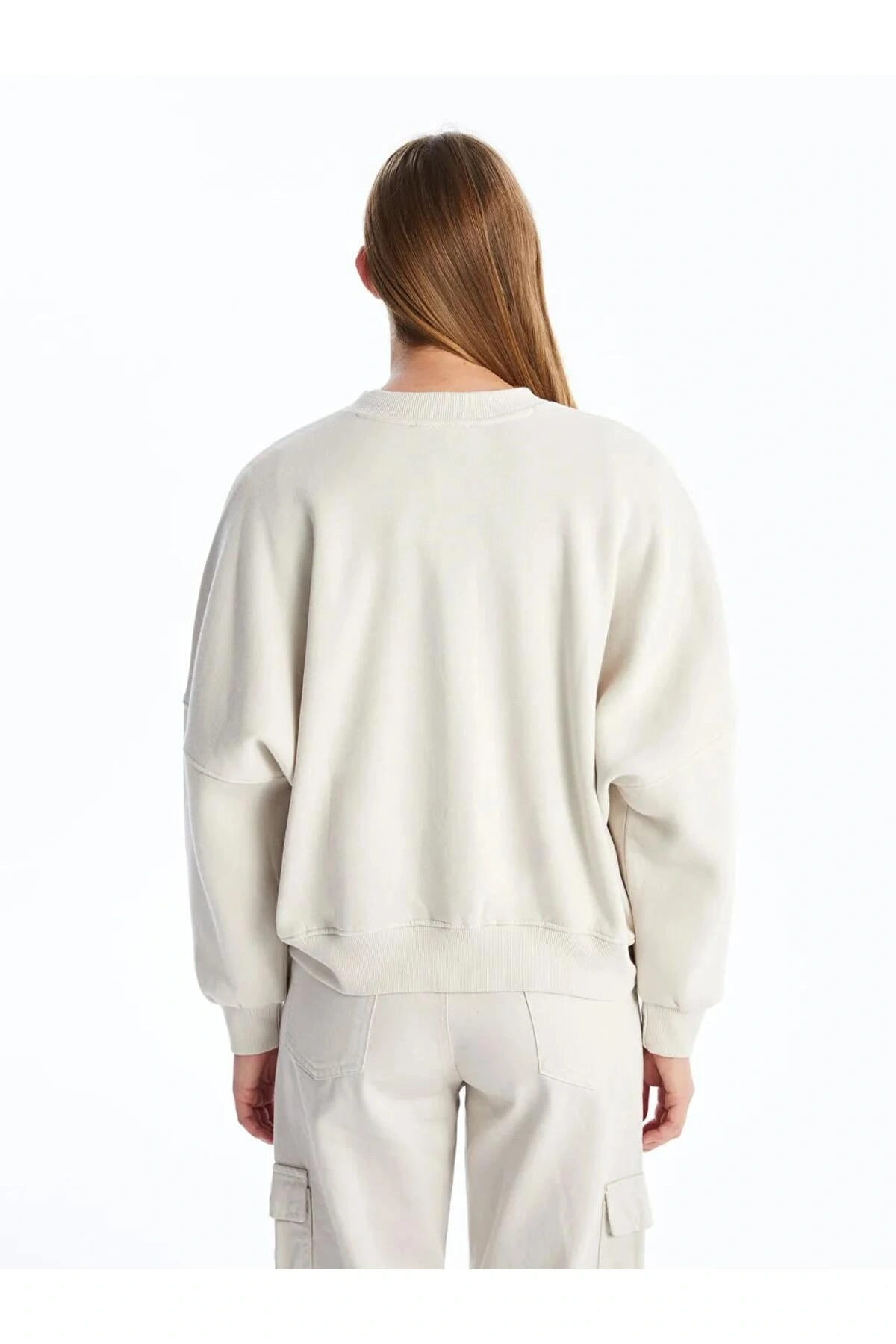 LCW VisionGri Kolej Yaka Oversize Kadın Kalın Fermuarlı Sweatshirt