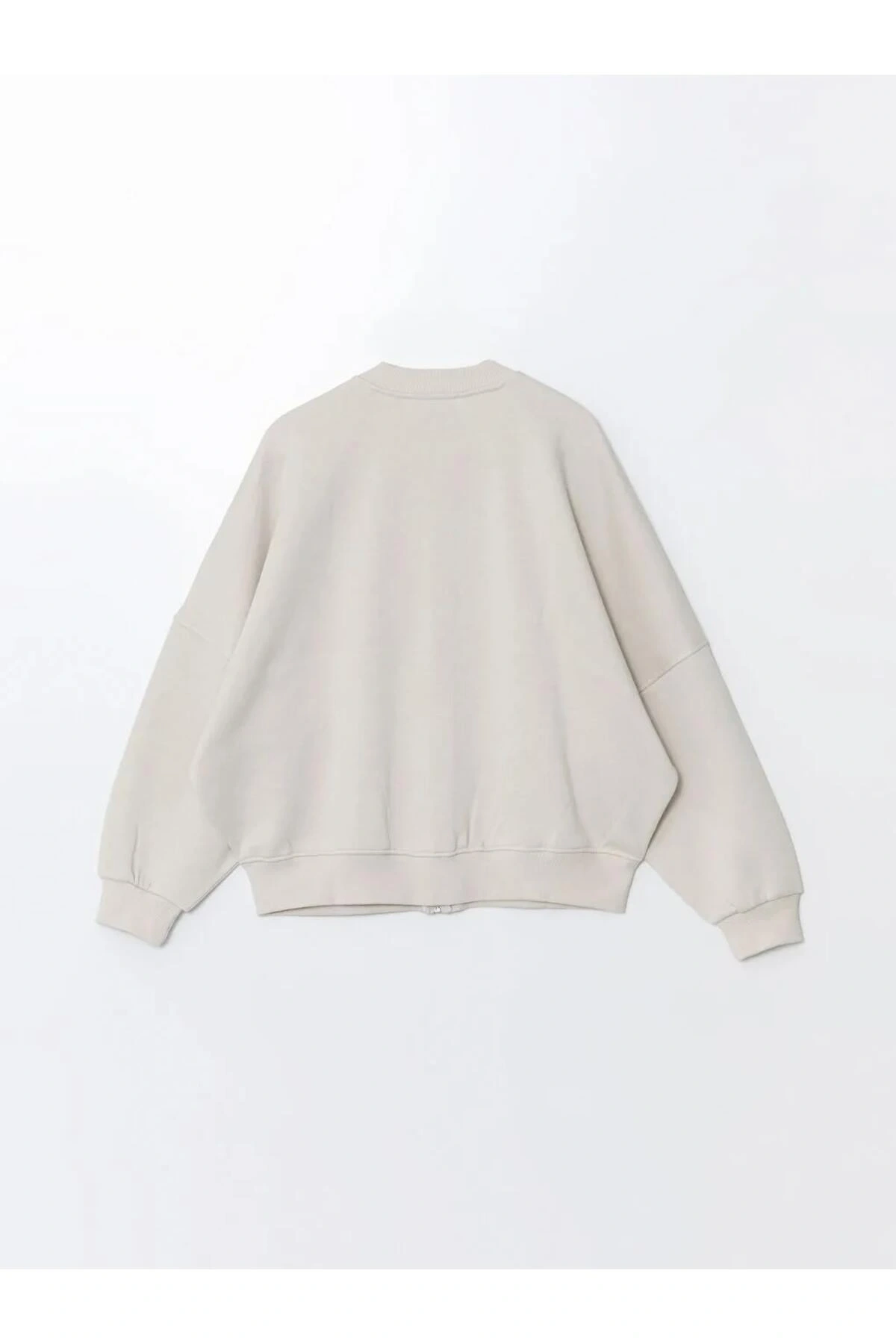 LCW VisionGri Kolej Yaka Oversize Kadın Kalın Fermuarlı Sweatshirt