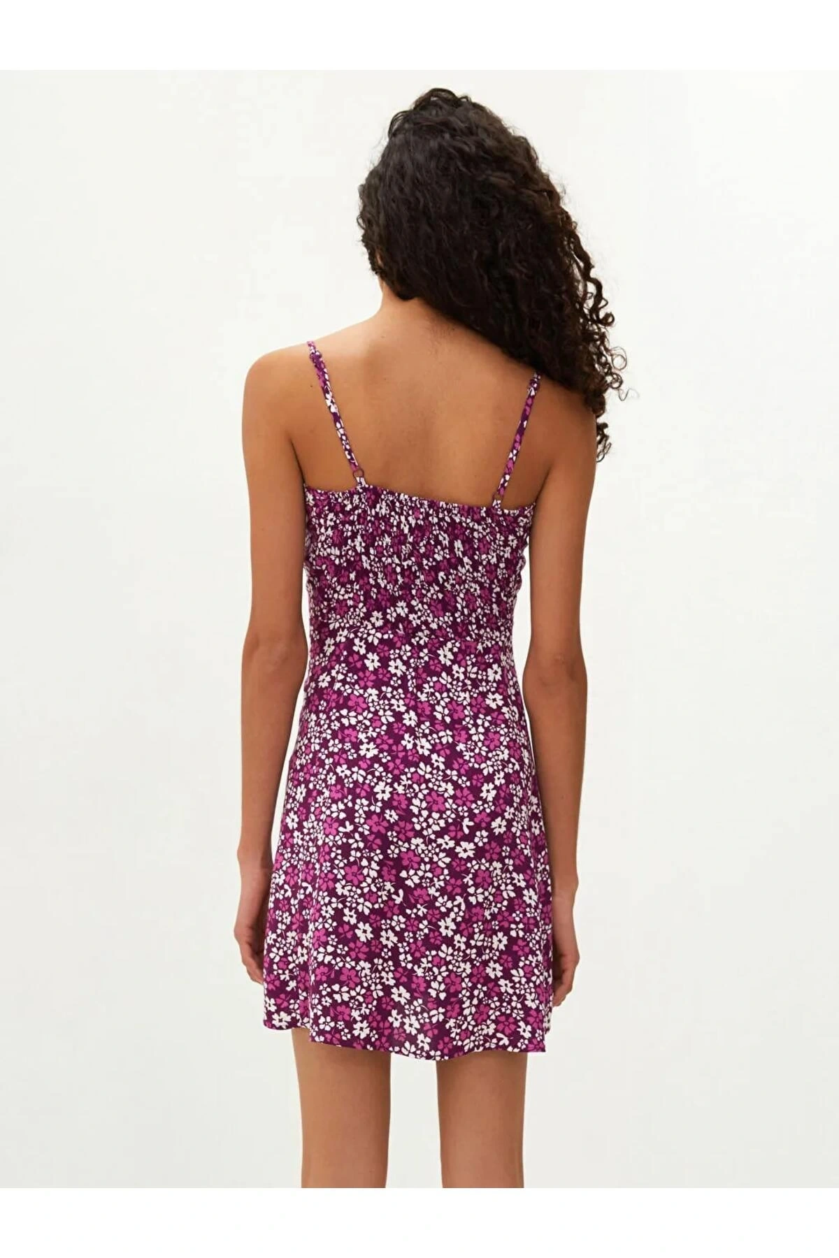 LCW VisionMor Askılı Desenli Viskon Kadın Elbise