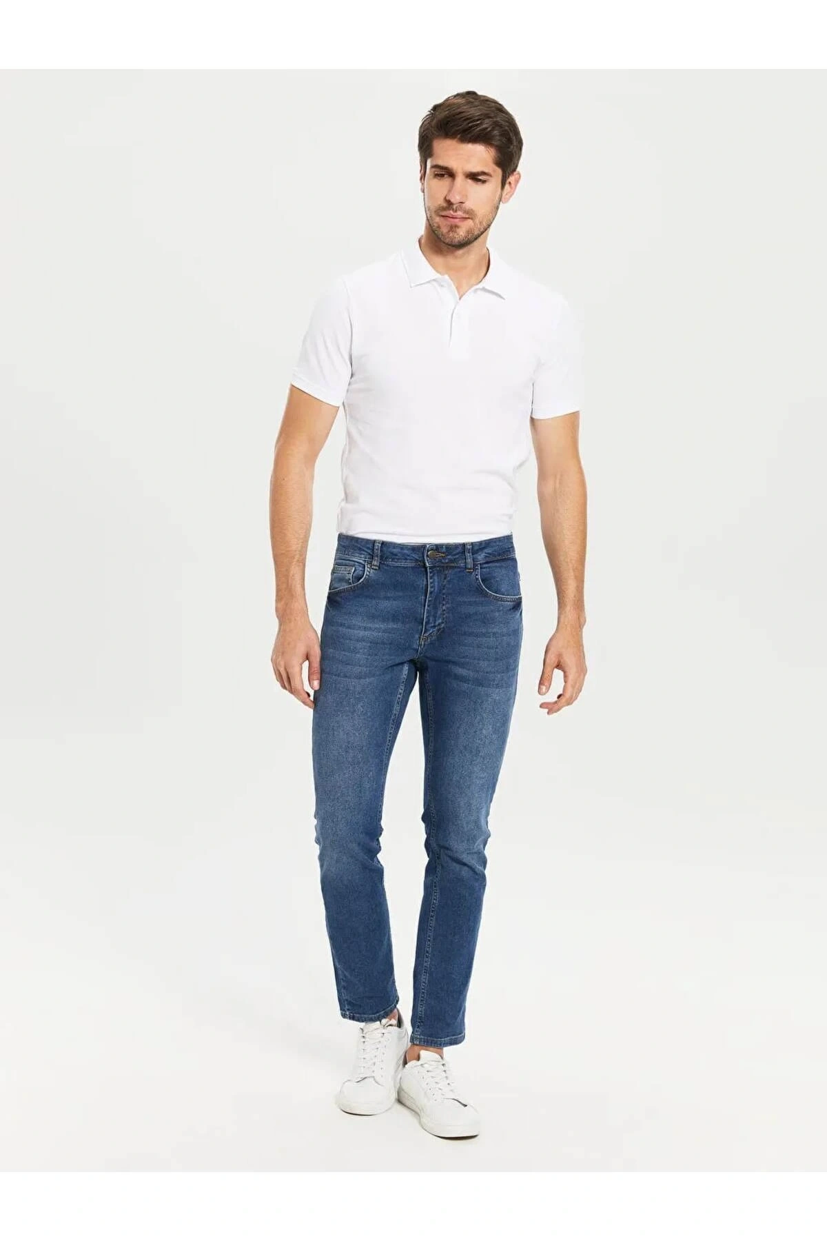 LCWAIKIKI Basic Beyaz Polo Yaka Kısa Kollu Basic Pike Tişört