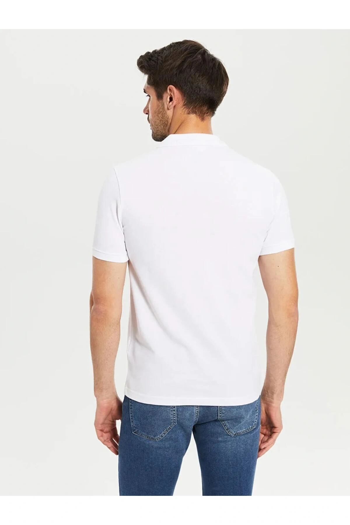 LCWAIKIKI Basic Beyaz Polo Yaka Kısa Kollu Basic Pike Tişört