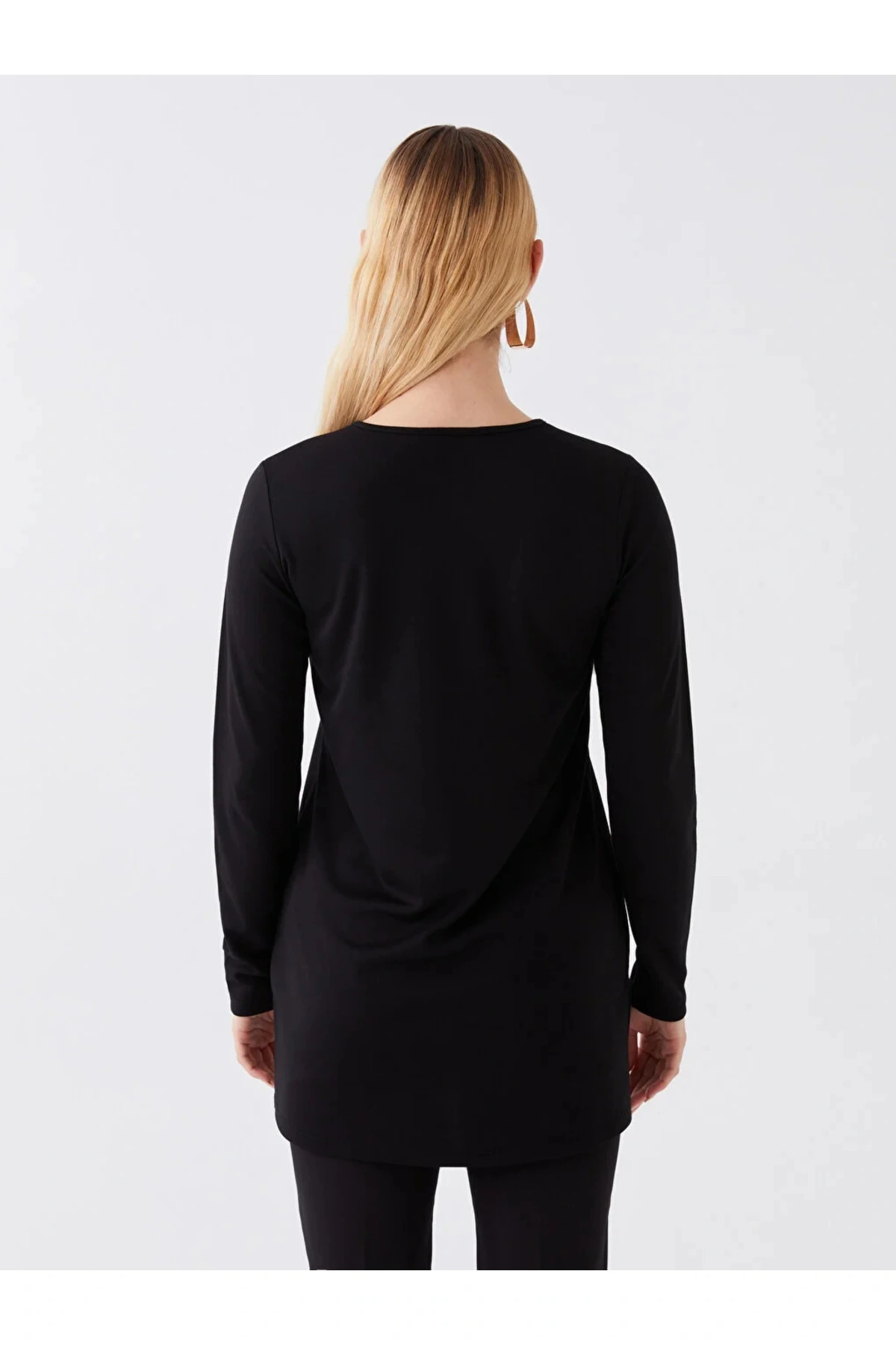 LCWAIKIKI Basic Bisiklet Yaka Baskılı Uzun Kollu Kadın Bluz