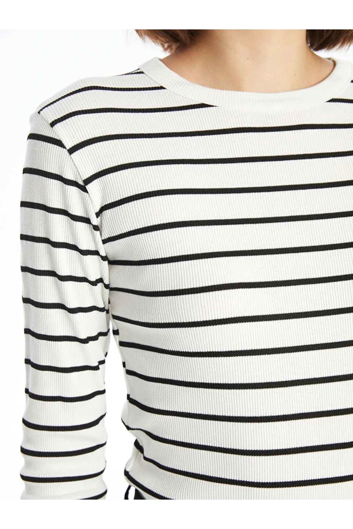 LCWAIKIKI Basic Bisiklet Yaka Çizgili Kadın Body