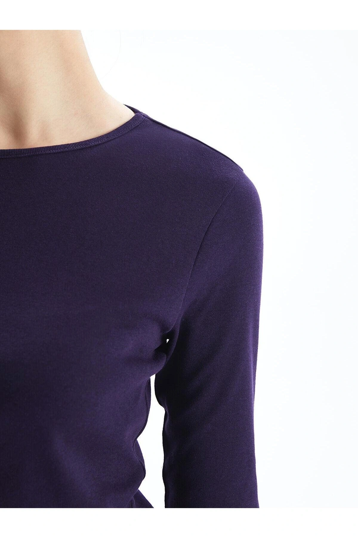 LCWAIKIKI Basic Bisiklet Yaka Düz Uzun Kollu Kadın Body