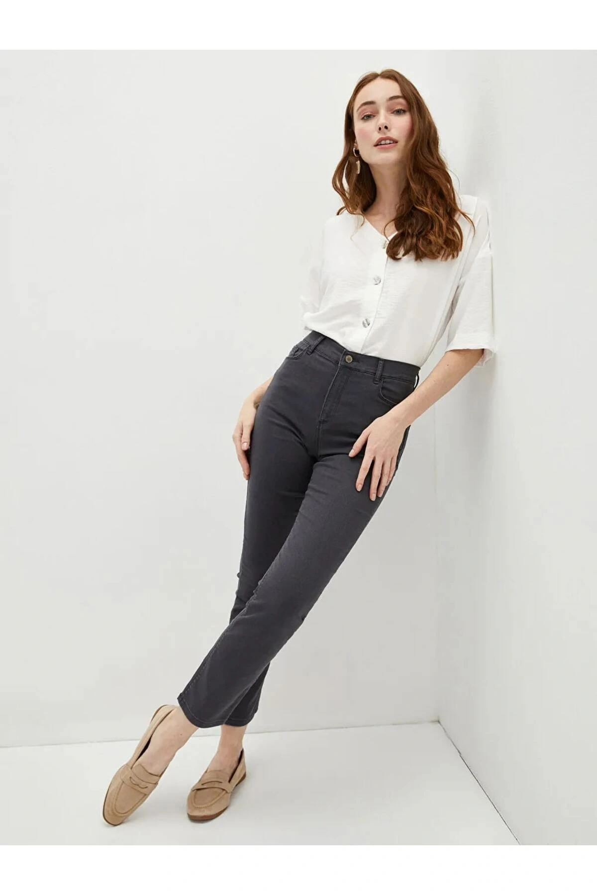 LCWAIKIKI Basic Gri Mercury Skinny Fit Cep Detaylı Kadın Jean Pantolon