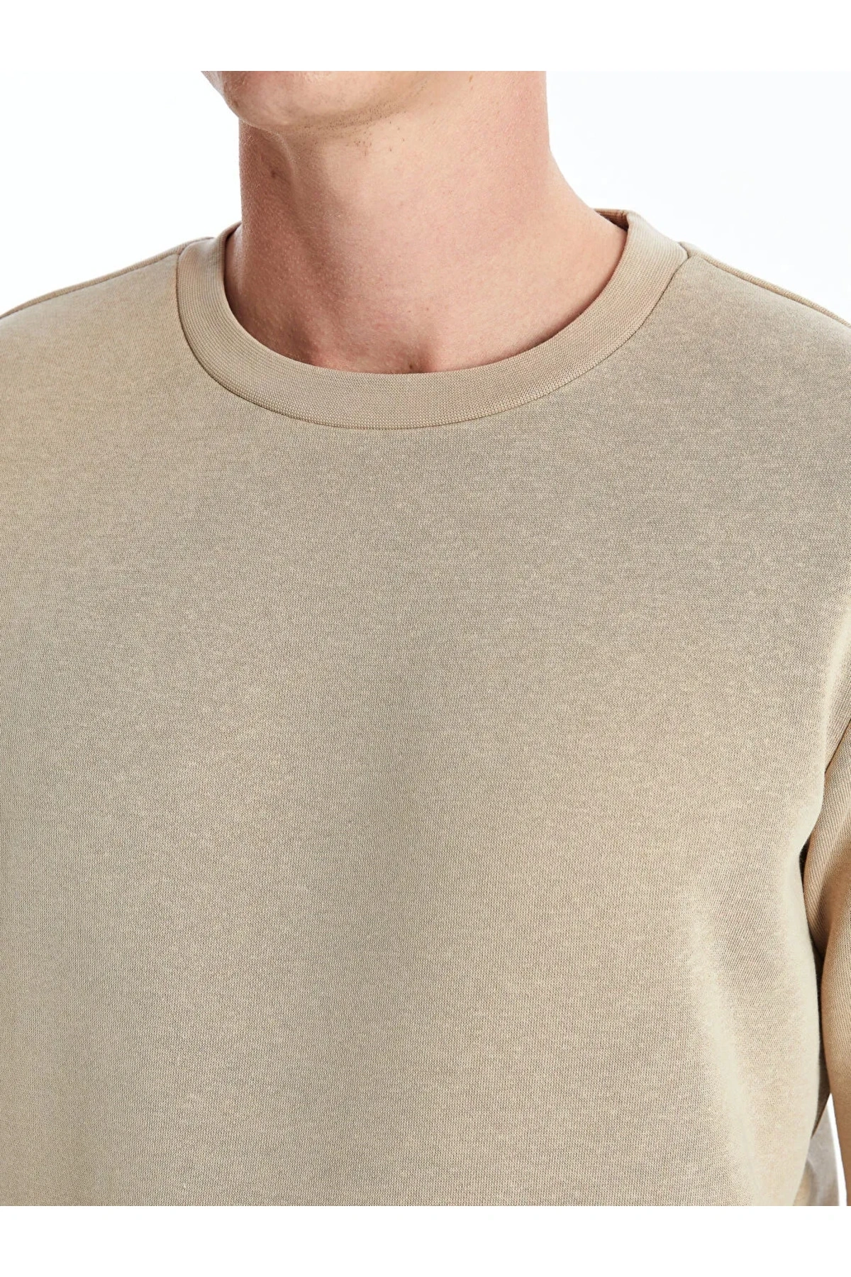 LCWAIKIKI Basic İndigo Bisiklet Yaka Uzun Kollu Erkek Sweatshirt