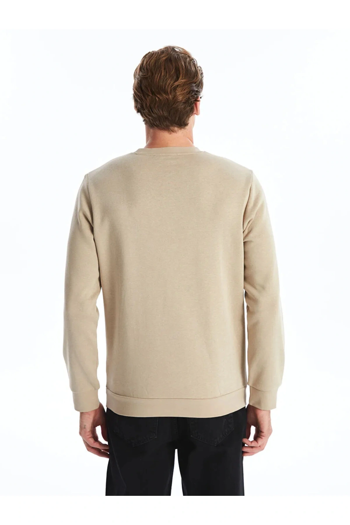 LCWAIKIKI Basic İndigo Bisiklet Yaka Uzun Kollu Erkek Sweatshirt