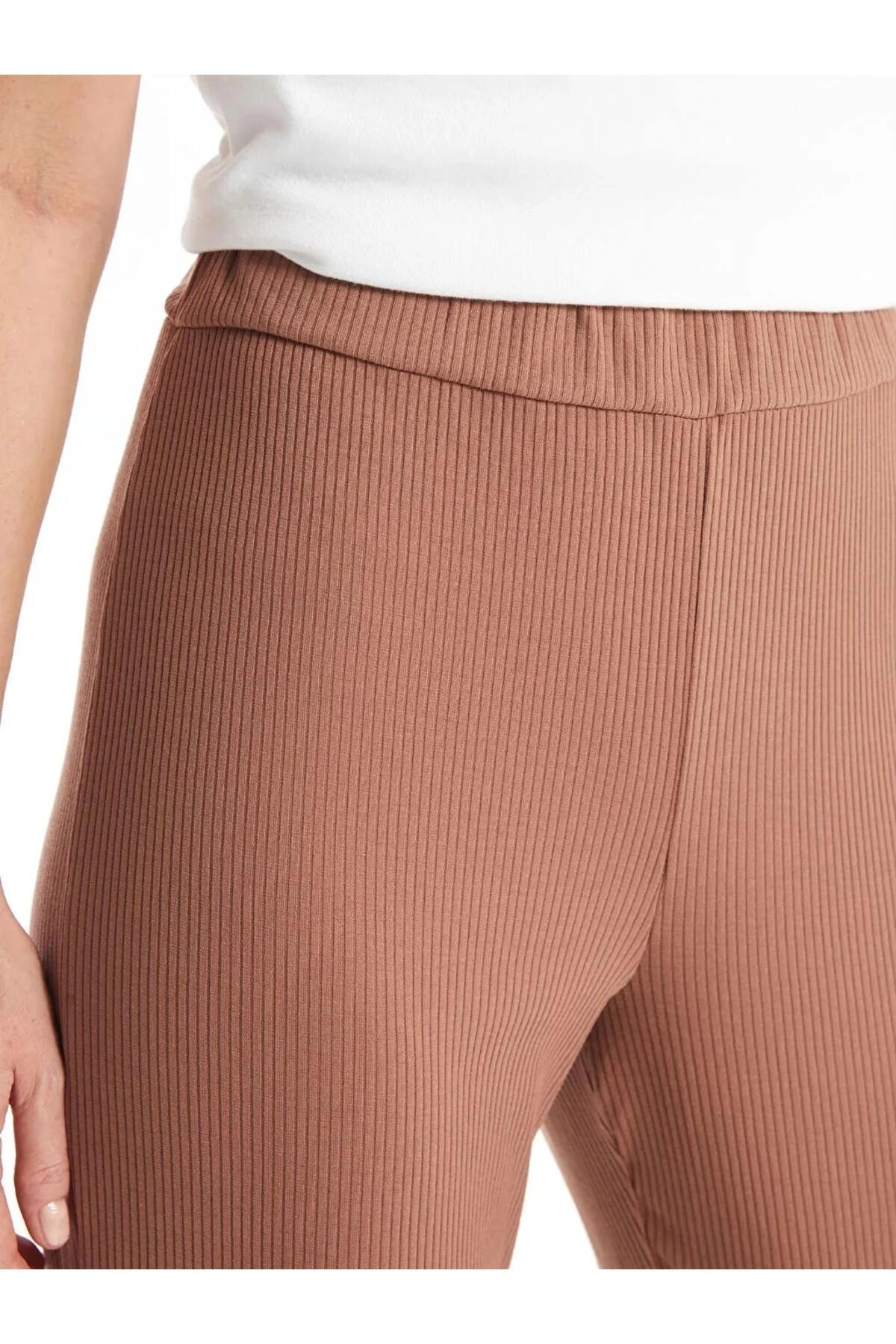 LCWAIKIKI Basic Kahverengi Kadın Beli Lastikli Düz Pantolon