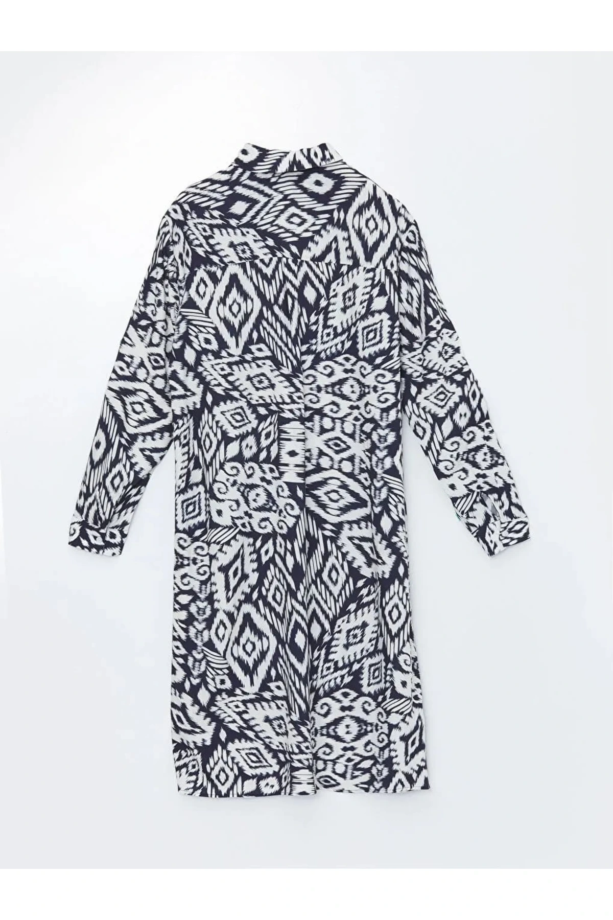 LCWAIKIKI Classic Lacivert Desenli Oversize Kadın Gömlek Tunik
