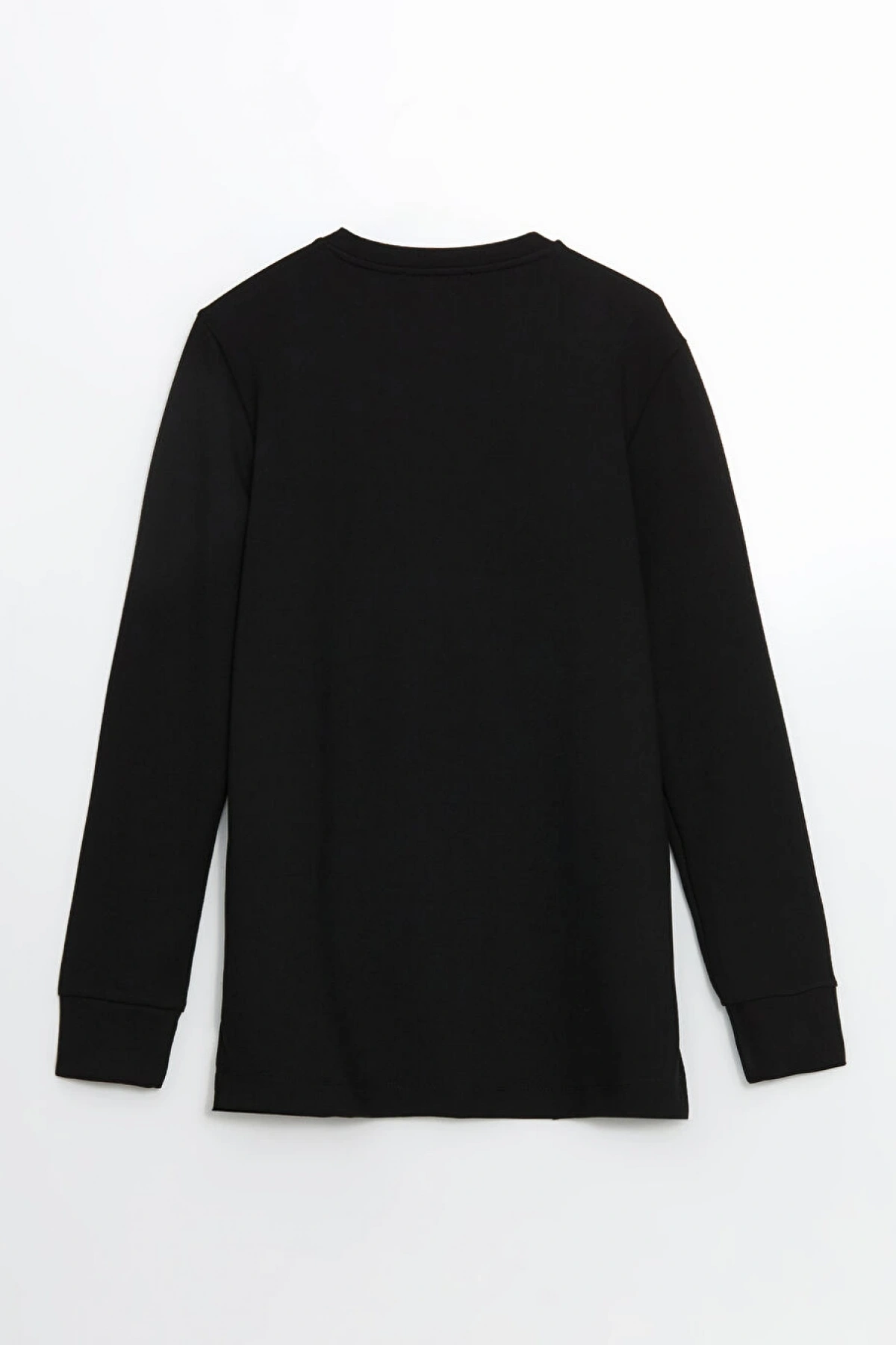 LCWAIKIKI Classic Siyah Bisiklet Yaka Renk Bloklu Kadın Sweatshirt Tunik