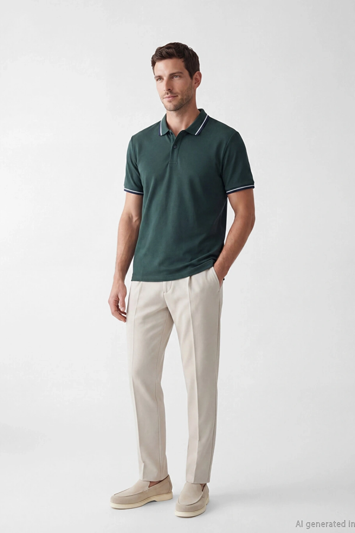 LCWAIKIKI Classic Yeşil Polo Yaka Pike Erkek Tişört