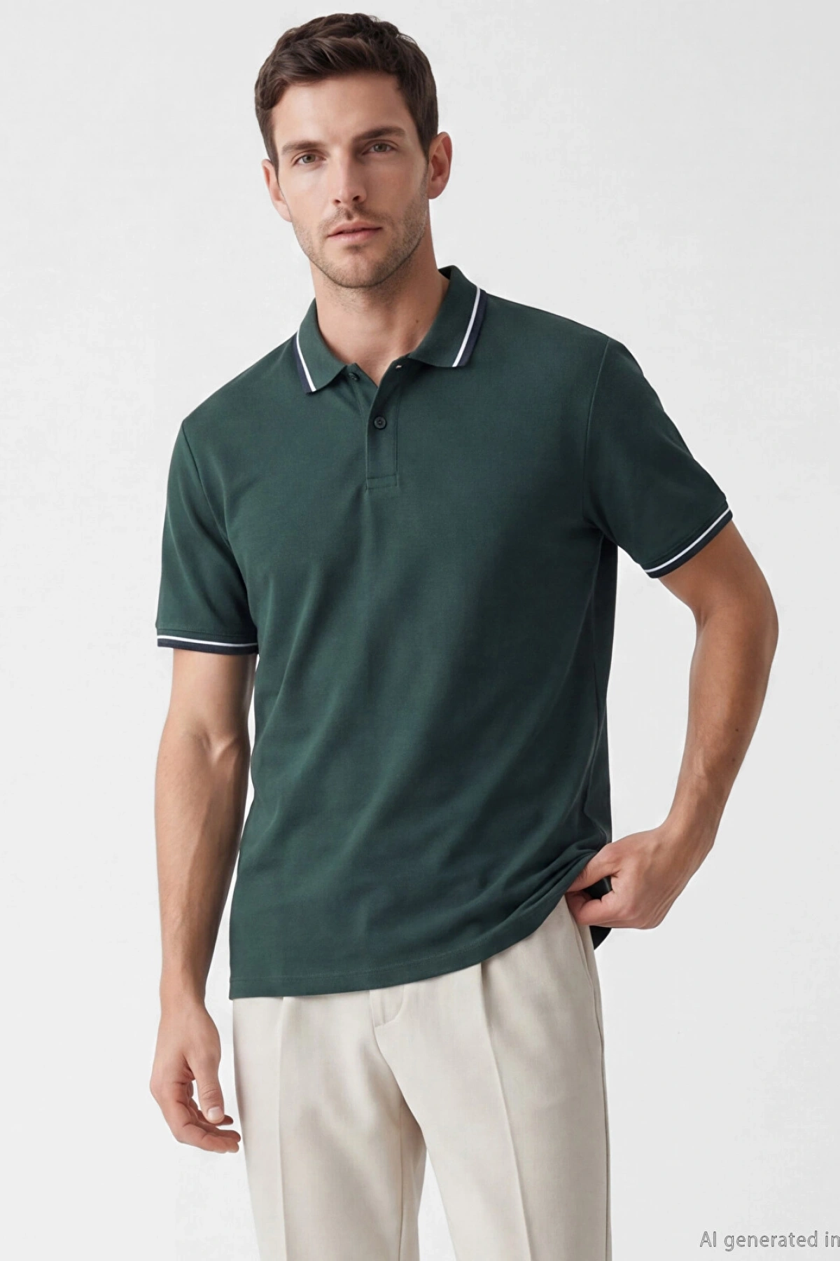 LCWAIKIKI Classic Yeşil Polo Yaka Pike Erkek Tişört