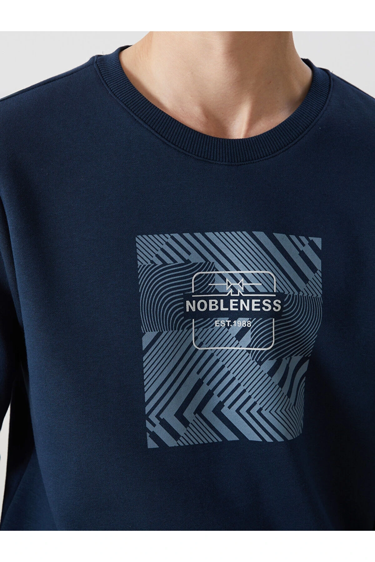 LCWK Bisiklet Yaka Uzun Kollu Baskılı Erkek Kalın Sweatshirt