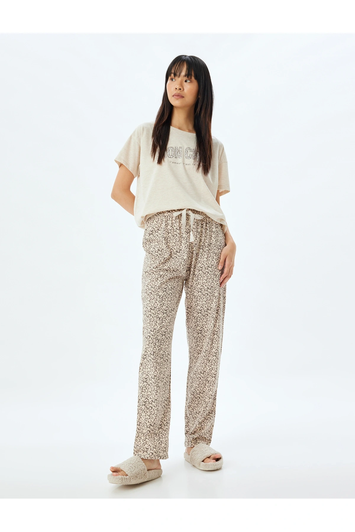Bej Melanj Kadın Pijama Takımı 5WLK40044MK