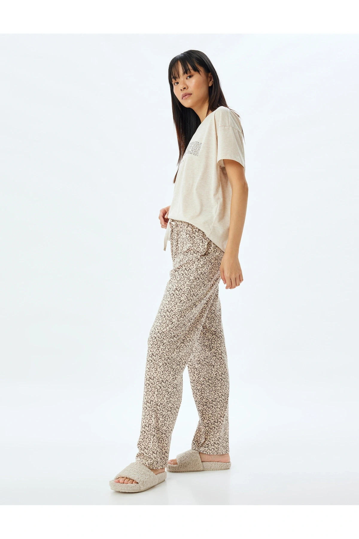 Bej Melanj Kadın Pijama Takımı 5WLK40044MK