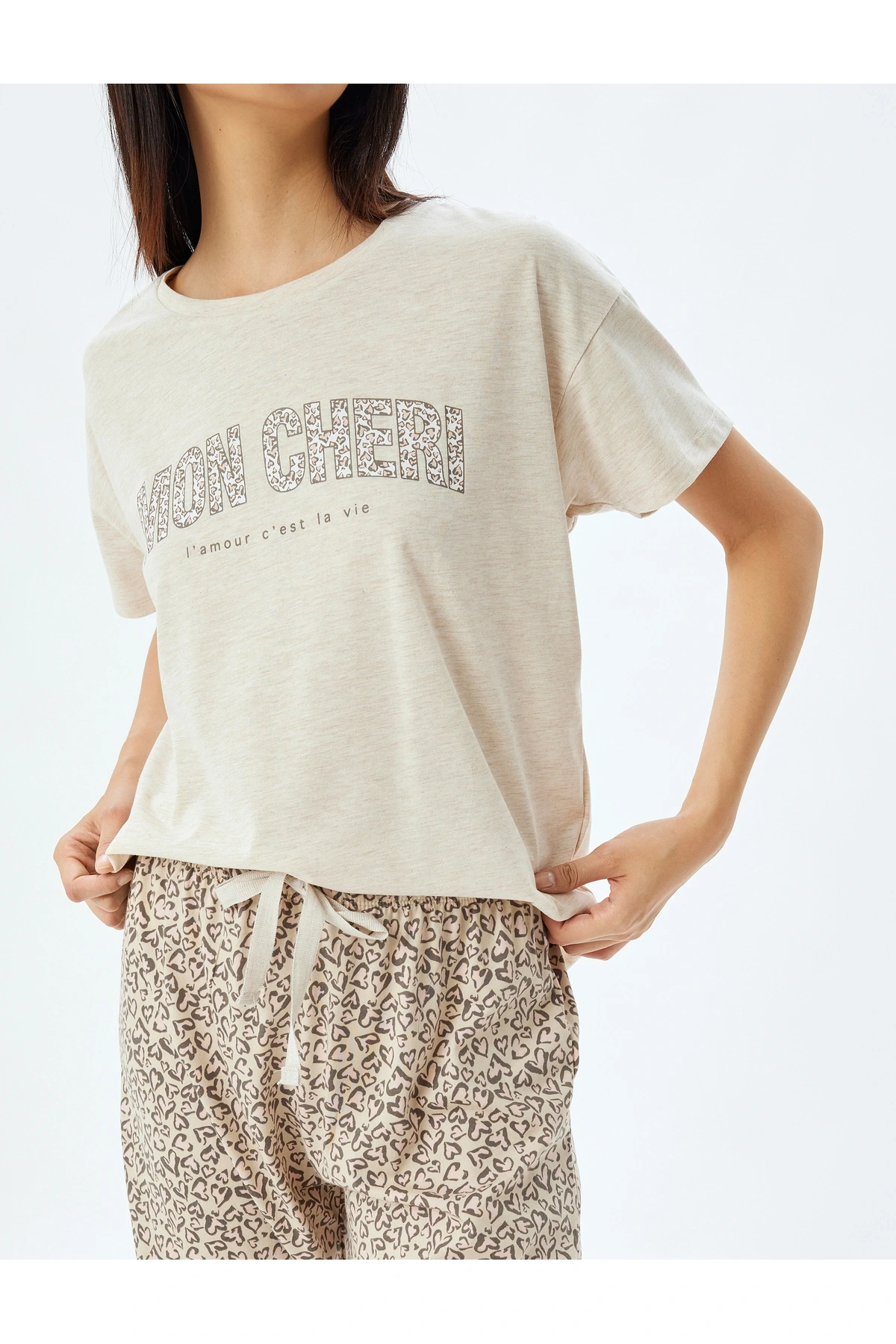 Bej Melanj Kadın Pijama Takımı 5WLK40044MK