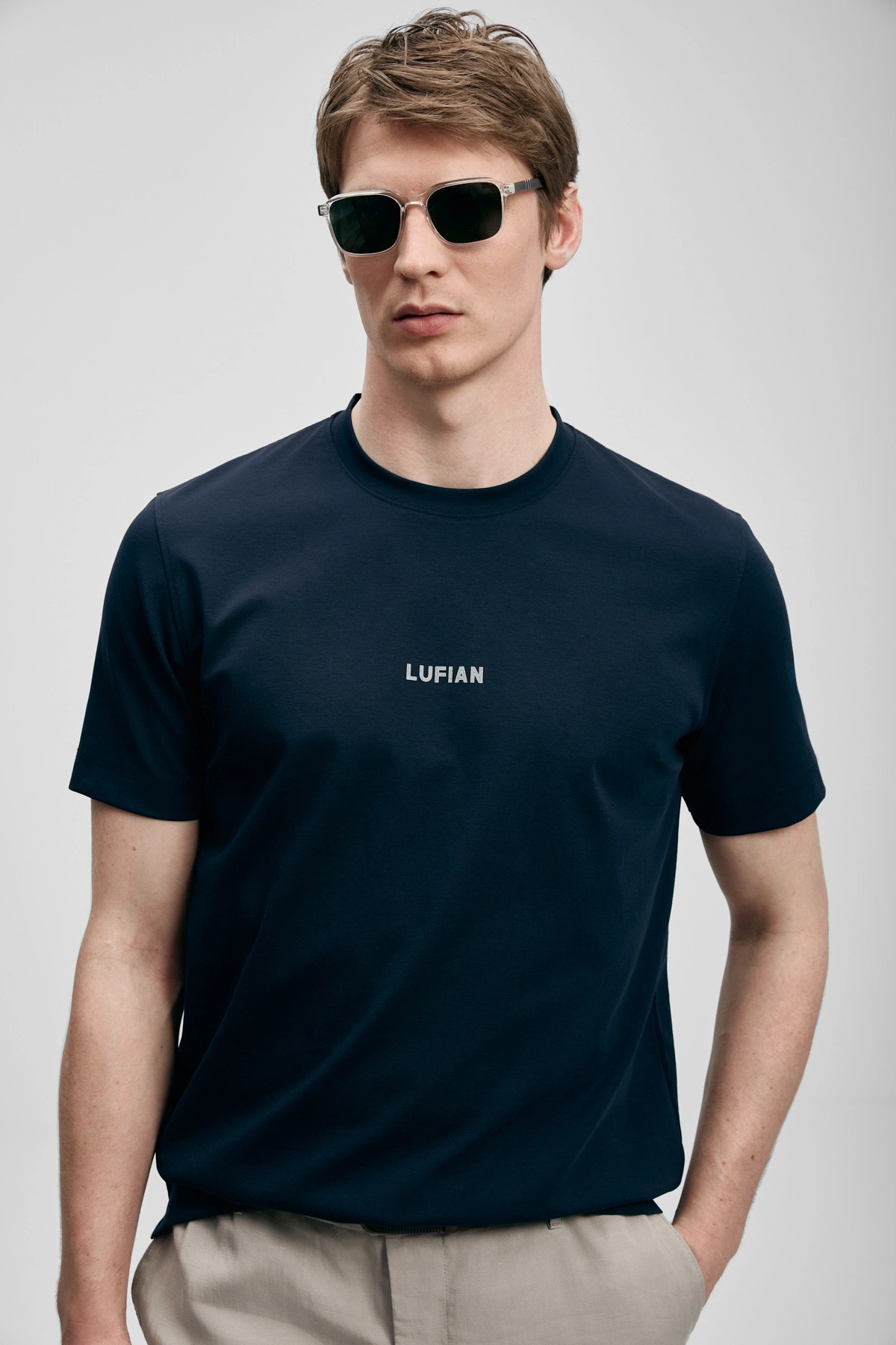 Lufian Marcus Modern Grafik T- Shirt Lacivert