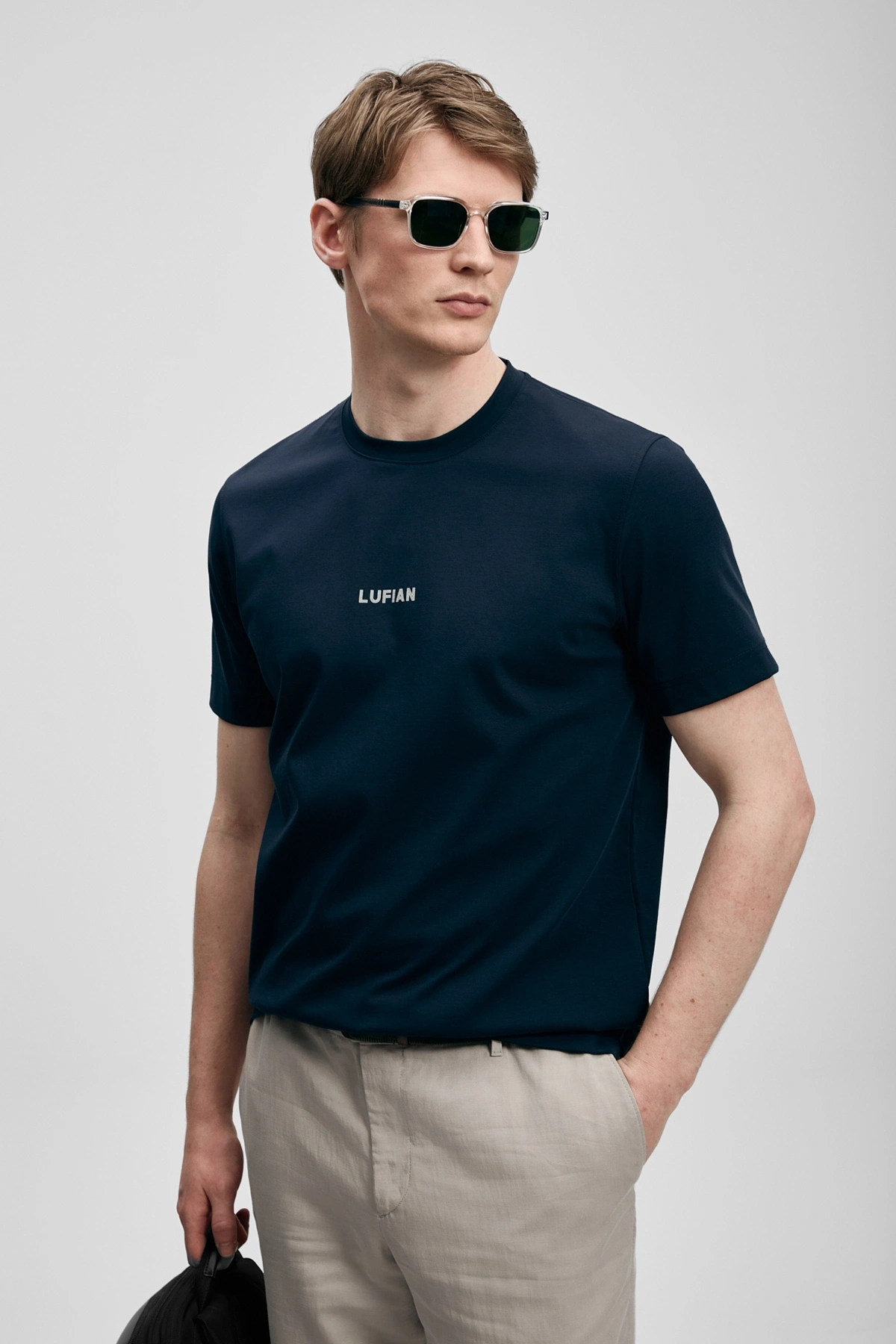 Lufian Marcus Modern Grafik T- Shirt Lacivert