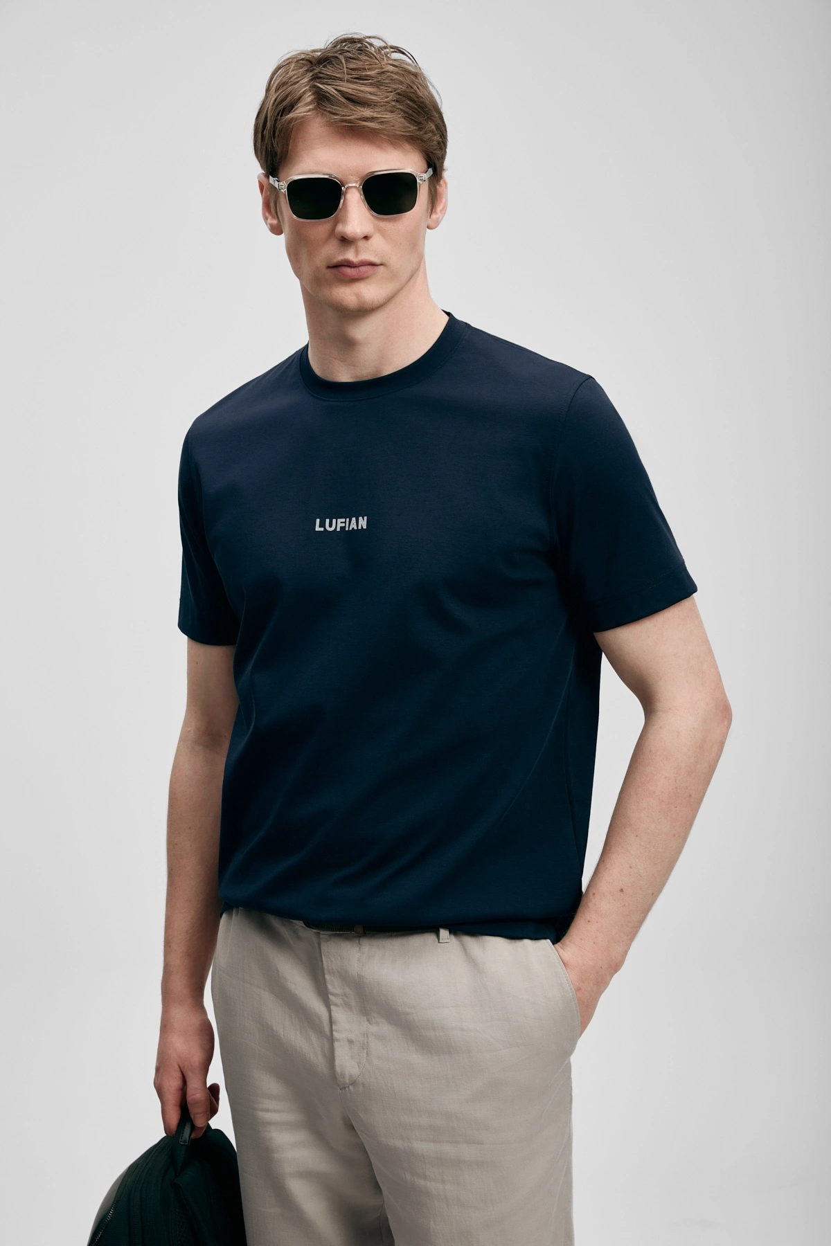 Lufian Marcus Modern Grafik T- Shirt Lacivert