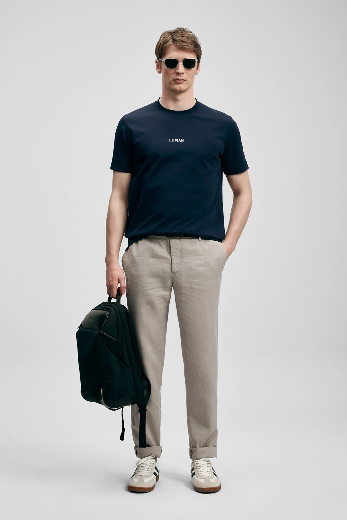 Lufian Marcus Modern Grafik T- Shirt Lacivert